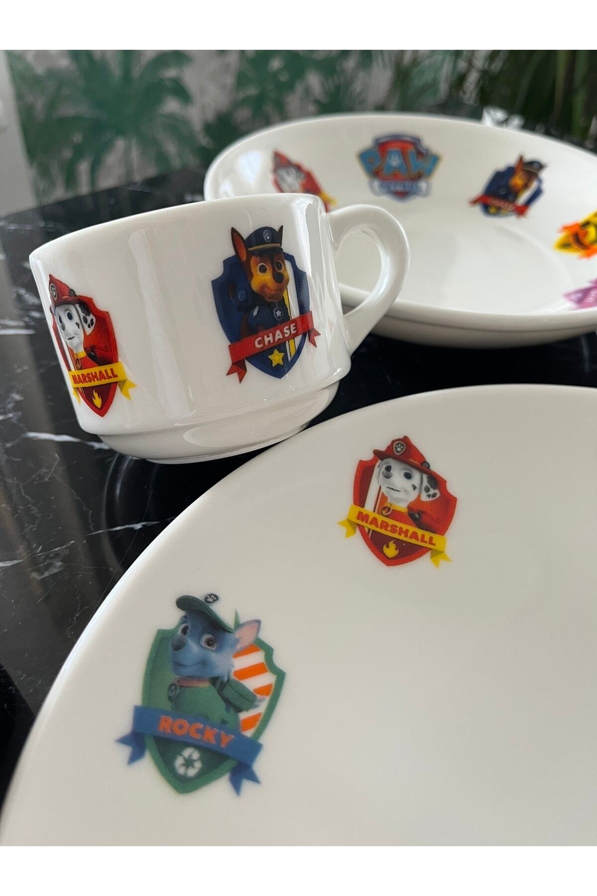 TEBAK COLLECTION Paw Patrol Desen Porselen 5 Parça Çocuk Yemek Takımı Mama Seti fotoğrafı 2 (önizleme)