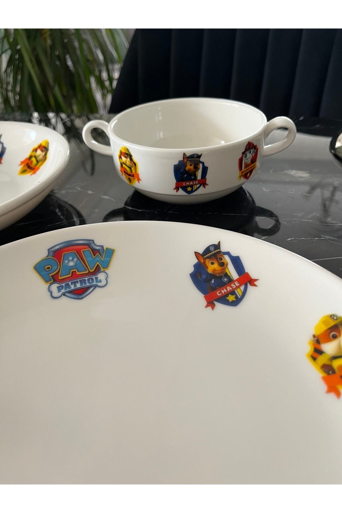 TEBAK COLLECTION Paw Patrol Desen Porselen 5 Parça Çocuk Yemek Takımı Mama Seti fotoğrafı 3 (önizleme)