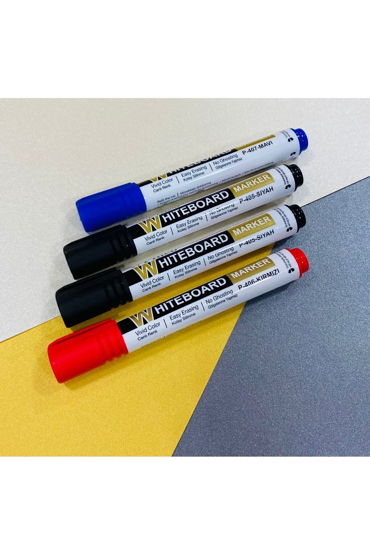 ÖZ KIRTASİYE 4 Adet Doldurulabilir Beyaz Tahta Kalemi (2siyah-1mavi-1kırmızı)