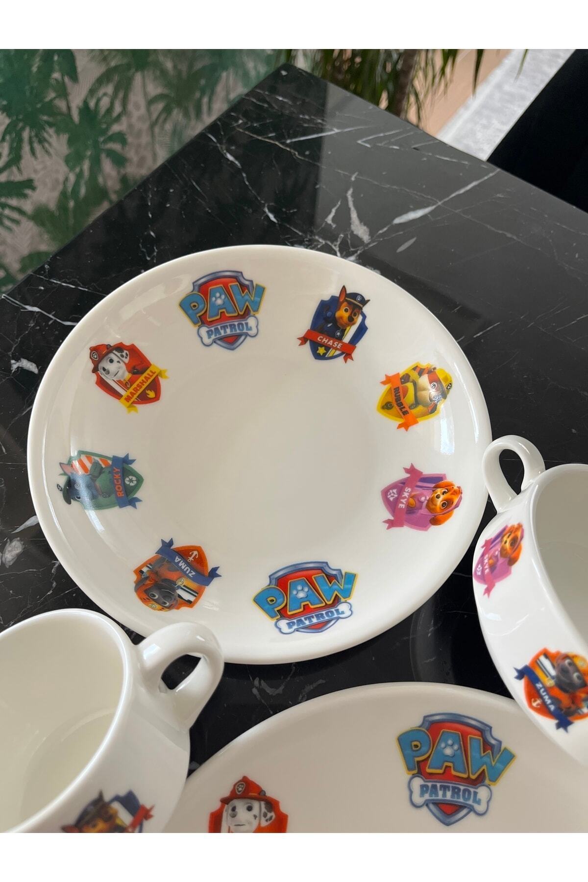 TEBAK COLLECTION Paw Patrol Desen Porselen 5 Parça Çocuk Yemek Takımı Mama Seti fotoğrafı 5 (önizleme)