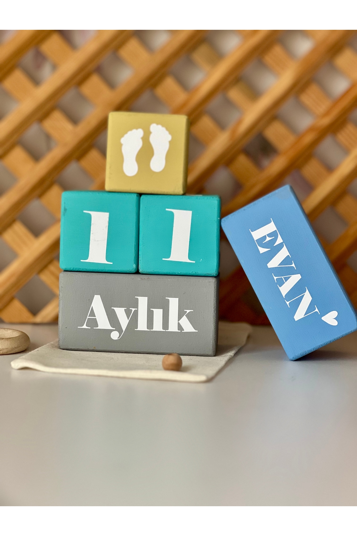 Renkli bebek anı küpü isimli renkli set 5parça