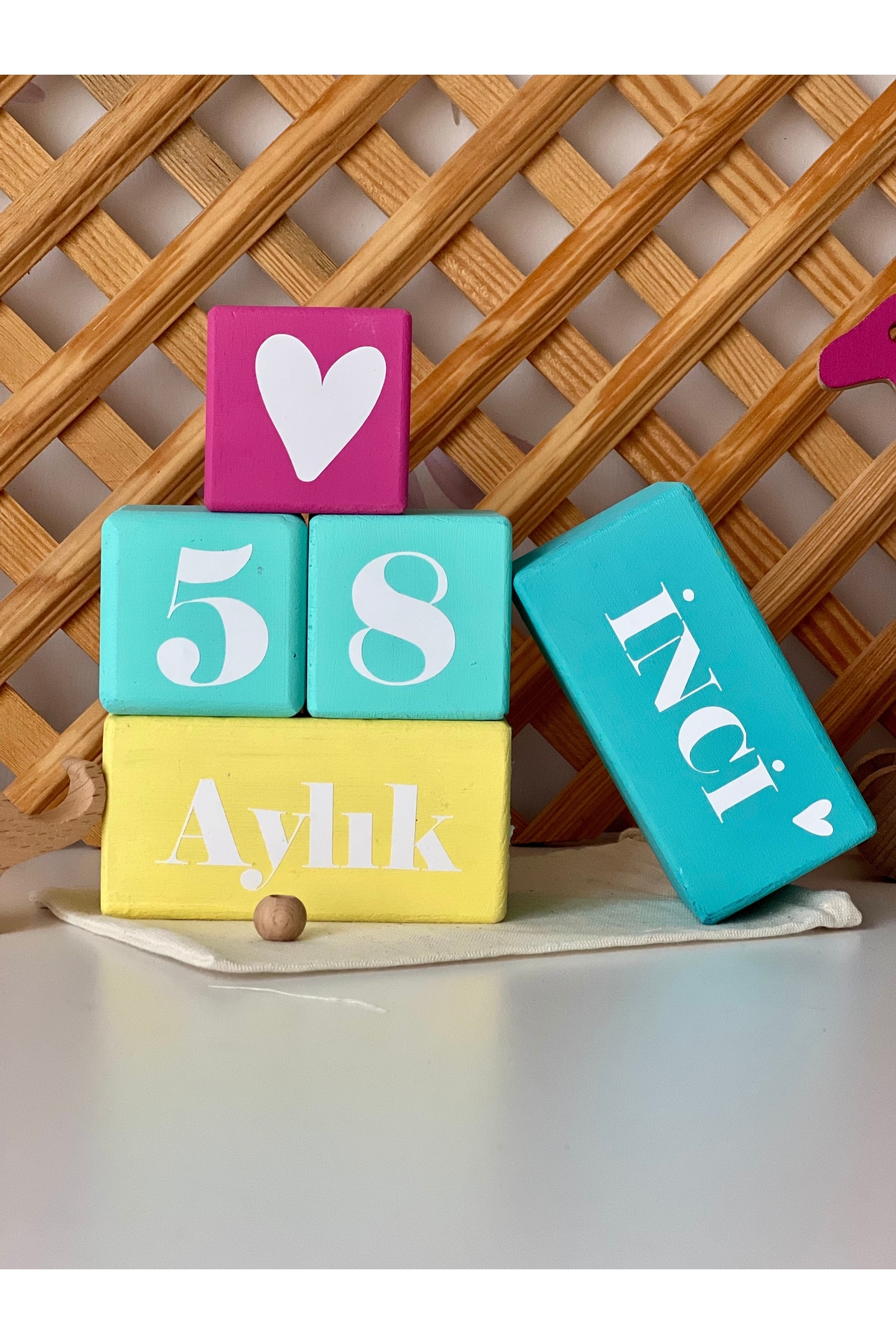 Renkli bebek anı küpü isimli renkli set 5parça