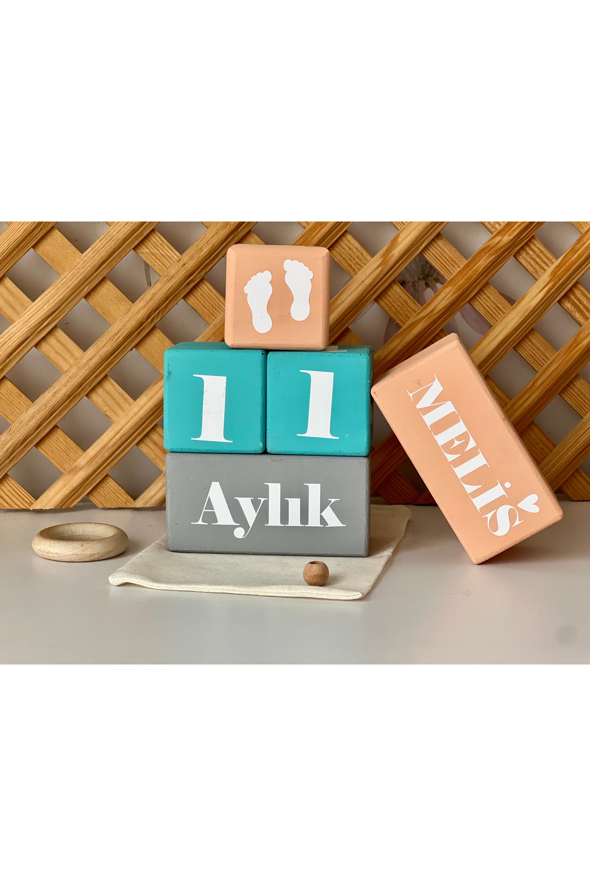 Renkli bebek anı küpü isimli renkli set 5parça
