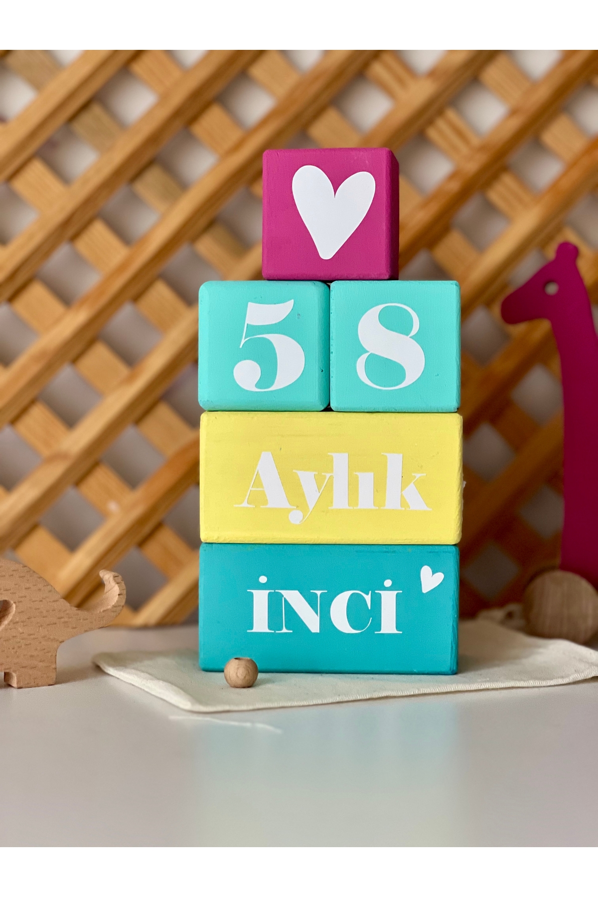 Renkli bebek anı küpü isimli renkli set 5parça