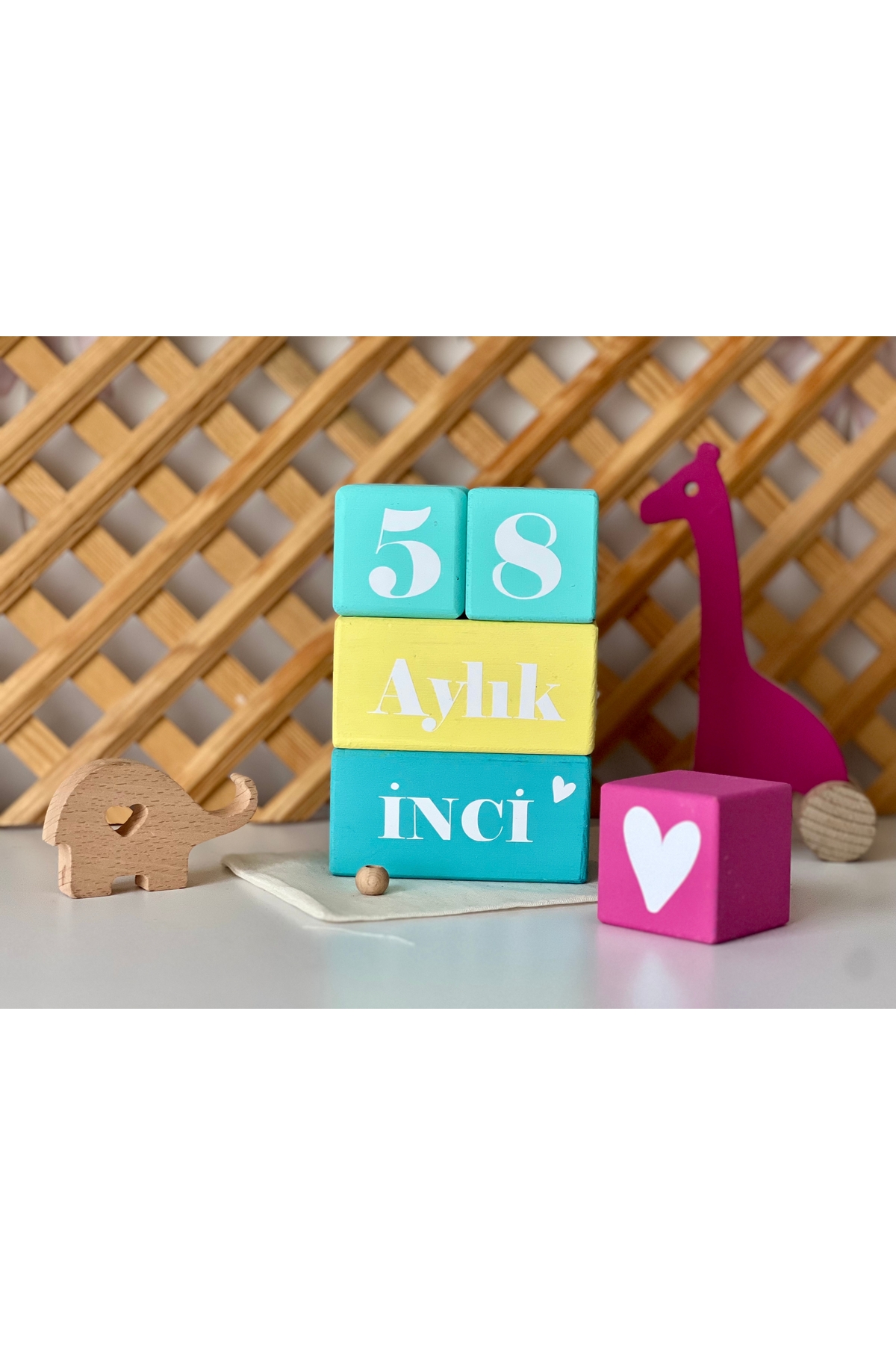 Renkli bebek anı küpü isimli renkli set 5parça