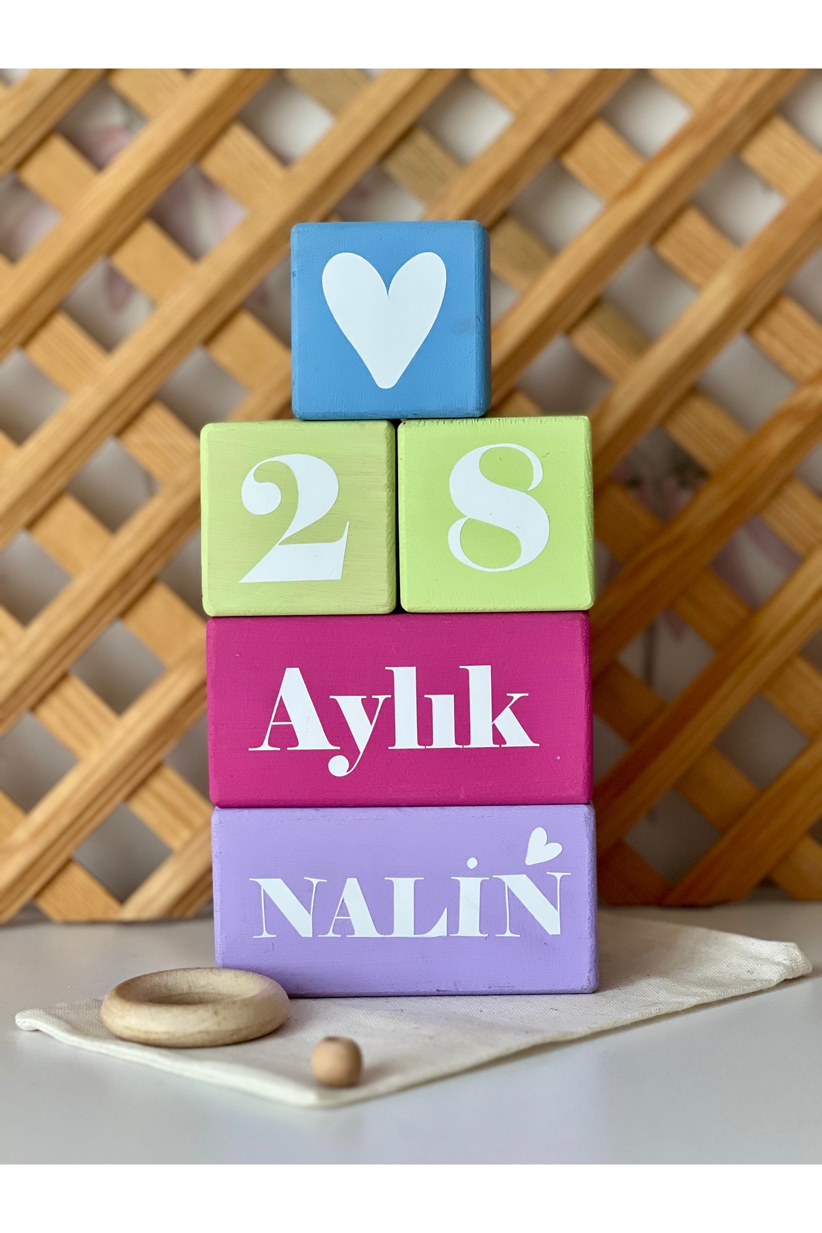 Renkli bebek anı küpü isimli renkli set 5parça