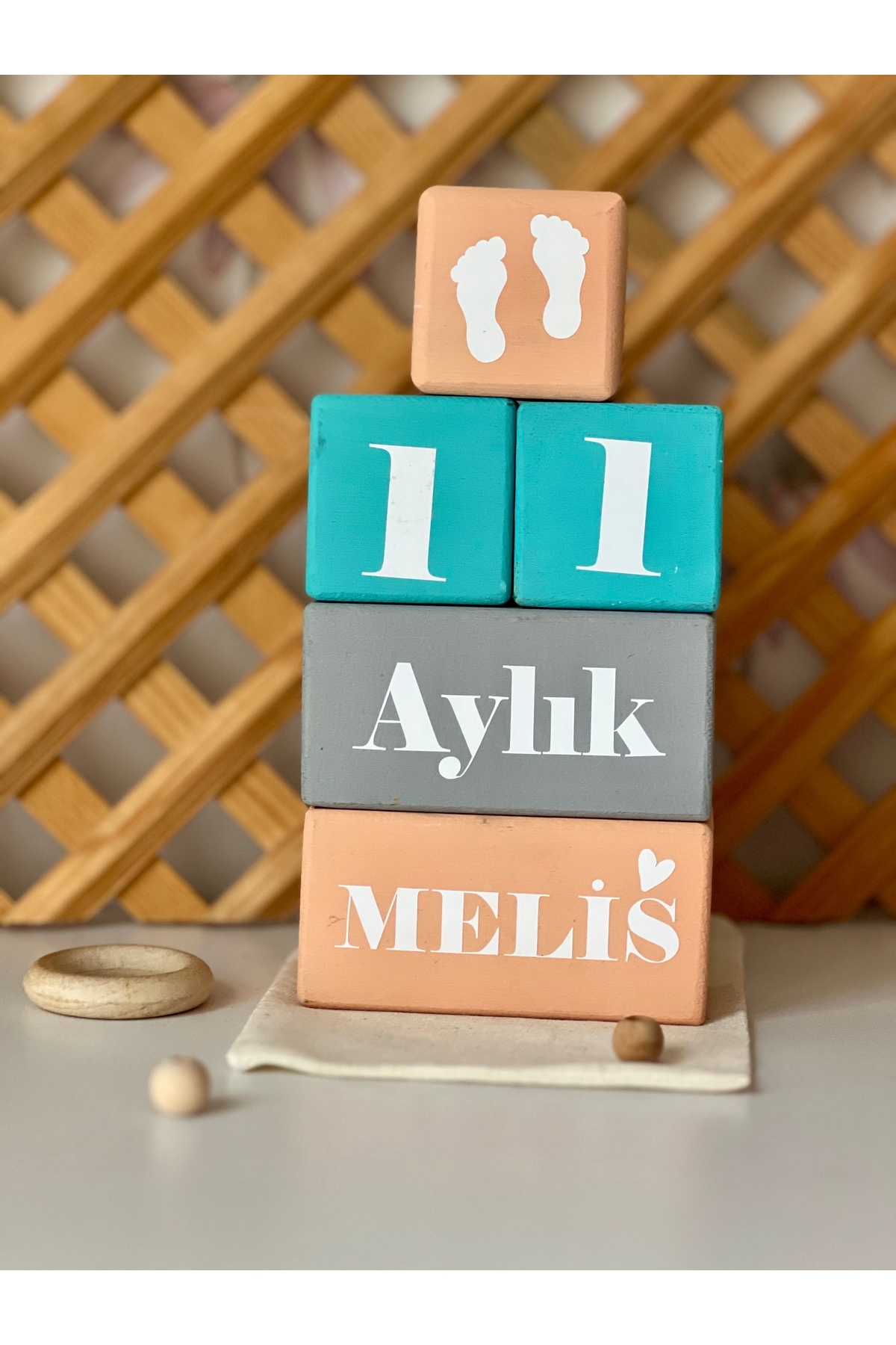 Renkli bebek anı küpü isimli renkli set 5parça