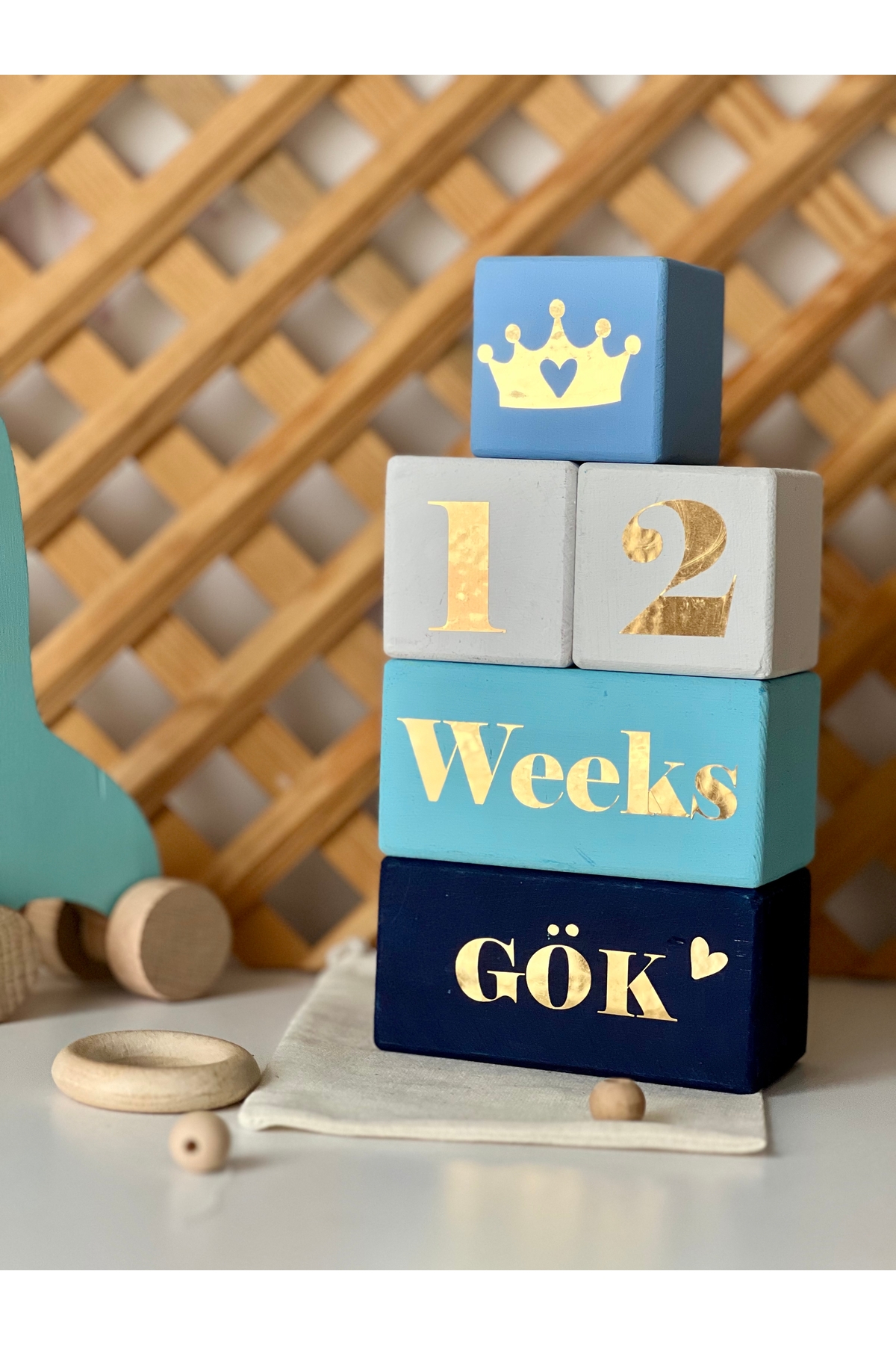 Renkli Bebek Anı Küpü İsimli Renkli Set 5 Parça