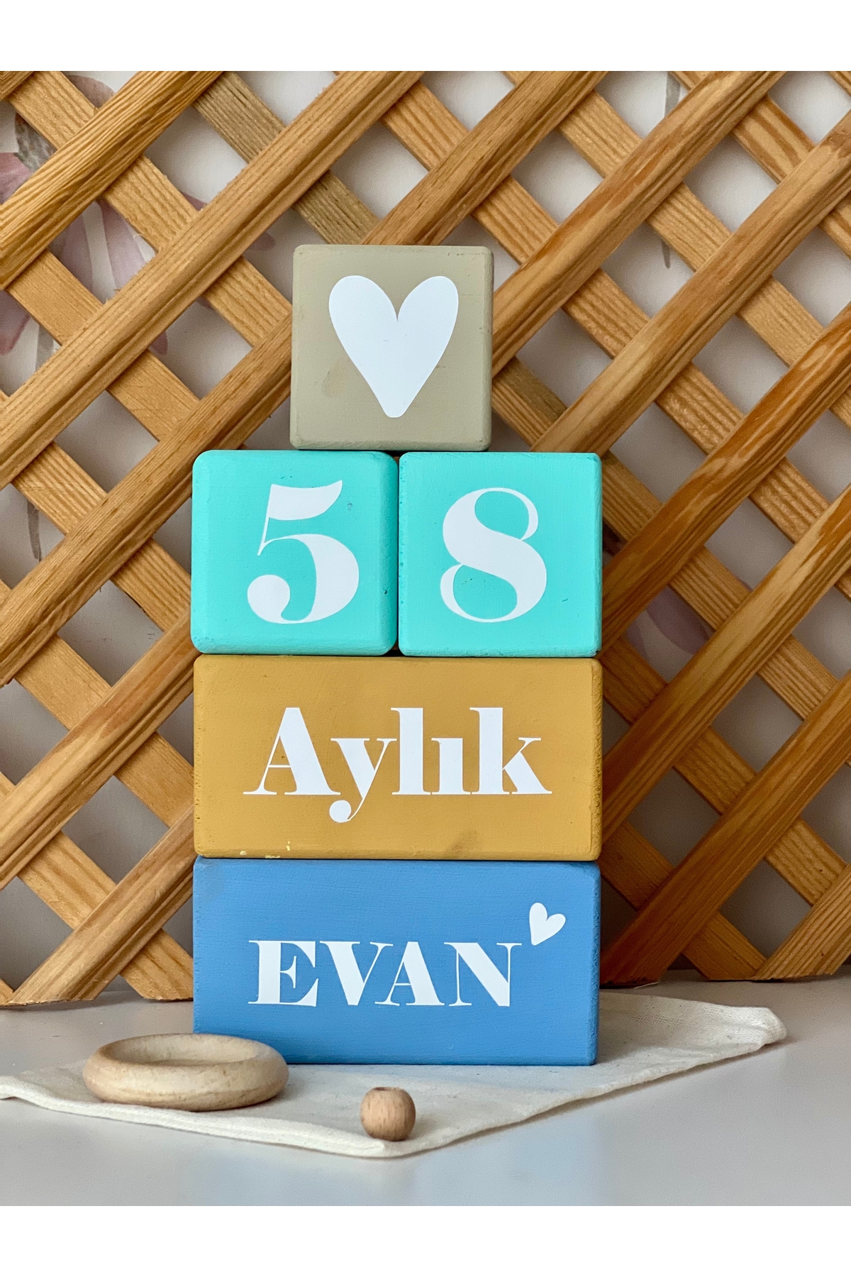 Renkli bebek anı küpü isimli renkli set 5parça