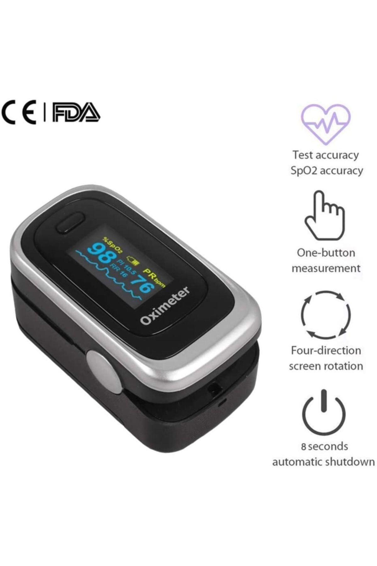 MEDİKALCİM Pulse Oksimetre M170 Oksijen Satürasyon Ölçüm Cihazı Alarmlı