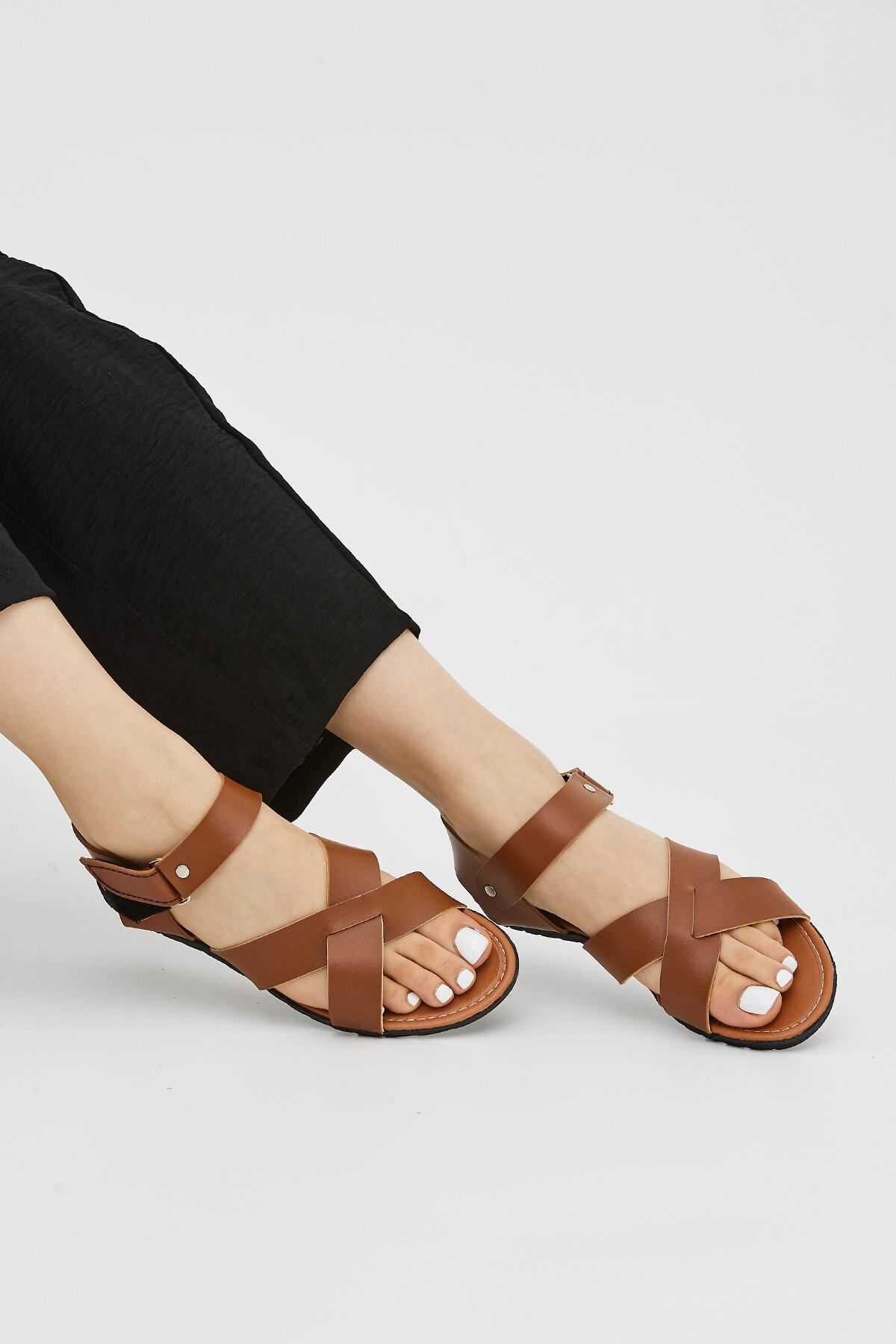 Tan clearance velcro sandals