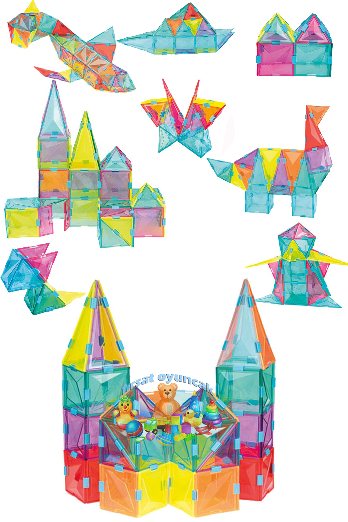 Fırsat Oyuncak Kristal Puzzle 200 Parça Oyuncak Geometri Şekiller Eğitici Zeka Geliştirici