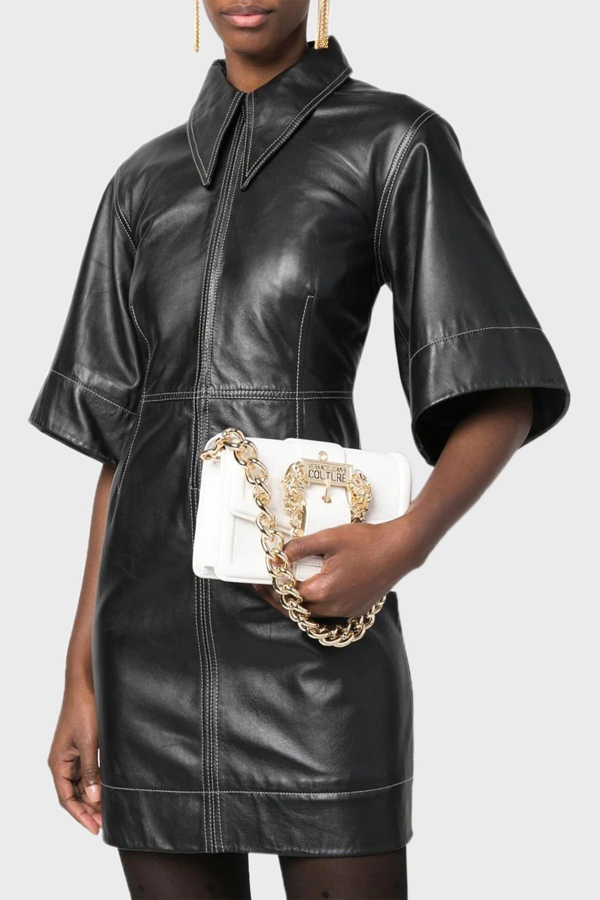 VERSACE JEANS COUTURE Chain Bag with Baroque Buckle and Removable