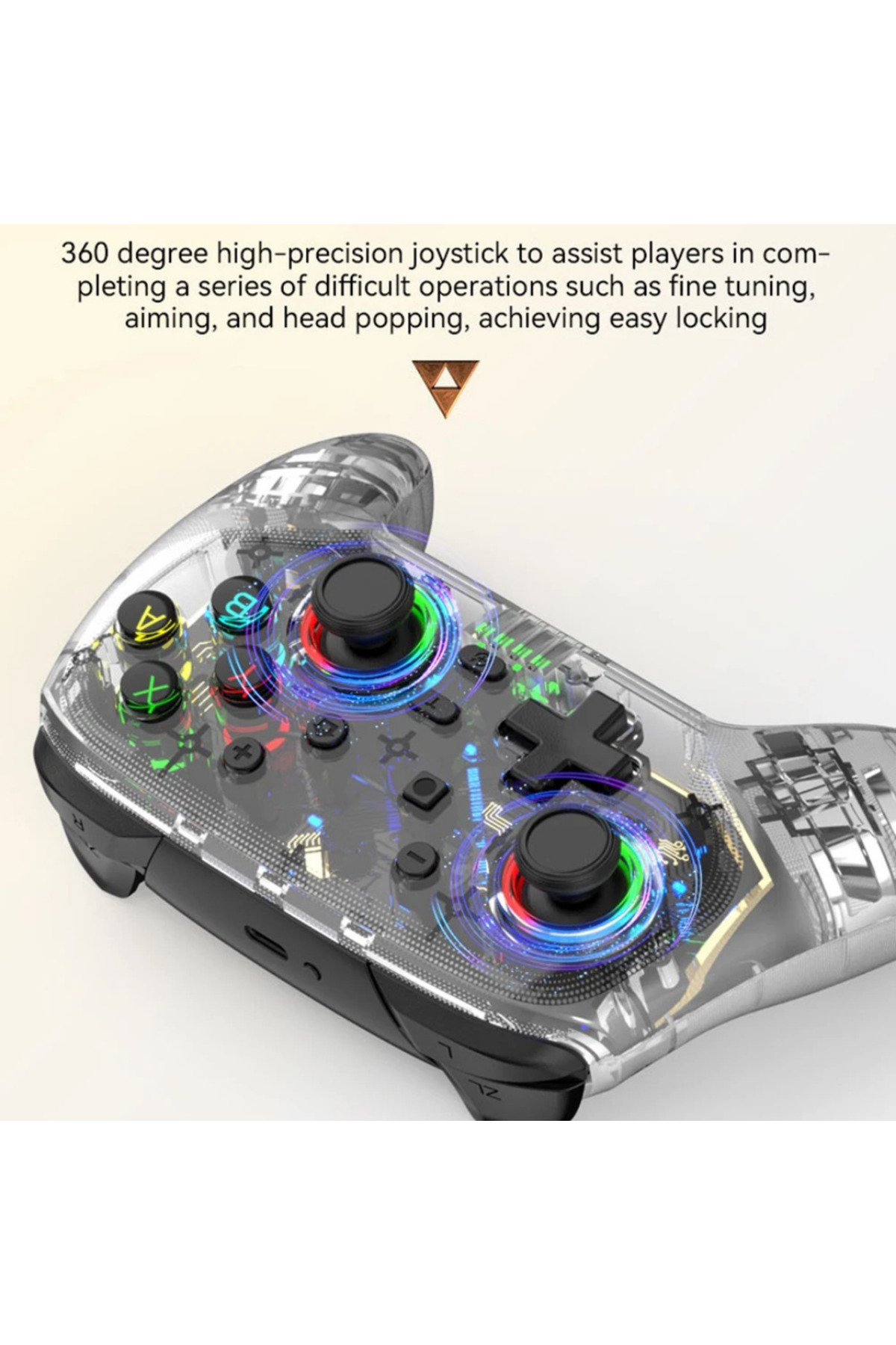 Rgb Kablosuz Şeffaf Gaming Ps4/Ps3/Pc/Switch/İos Uyumlu Gaming Kol Wirelles Controller Saydam 7