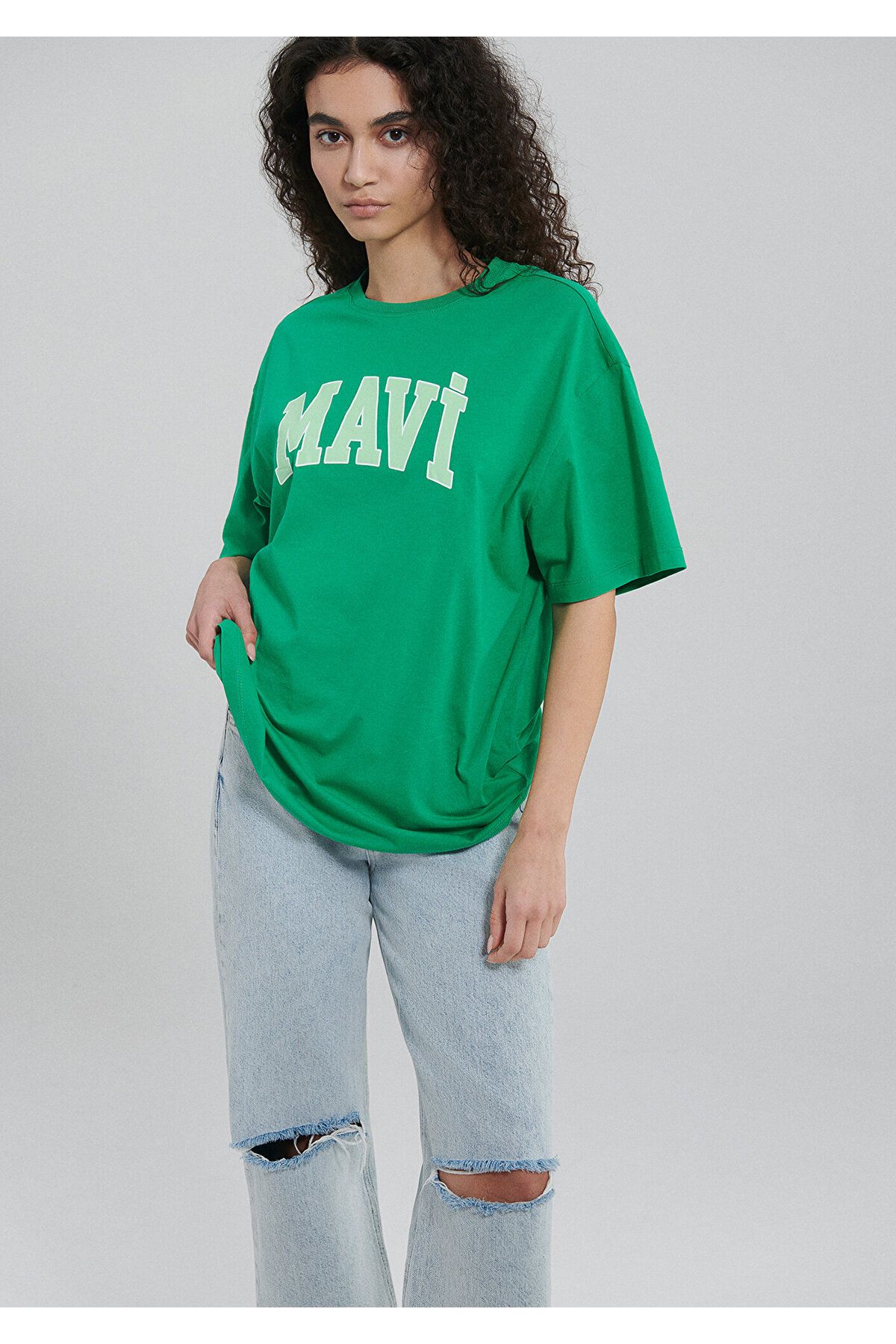 Mavi تی شرت سبز چاپی آرم بزرگ / بخش 1600843-71704