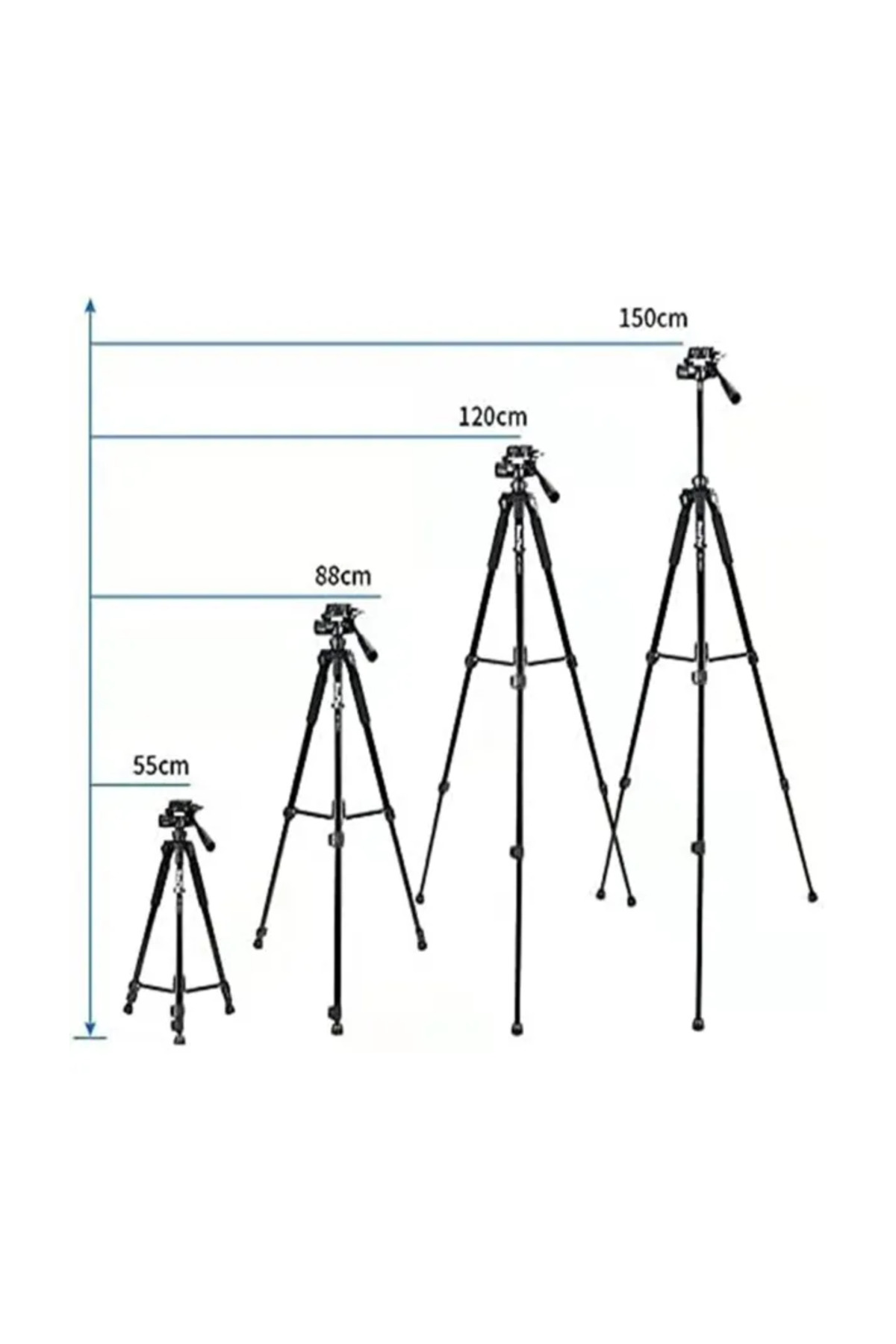 Bluetooth Kumandalı Profesyonel 150 Cm Kamera Ve Cep Telefonu Tripodu Telefon Tutuculu Ve Çantalı