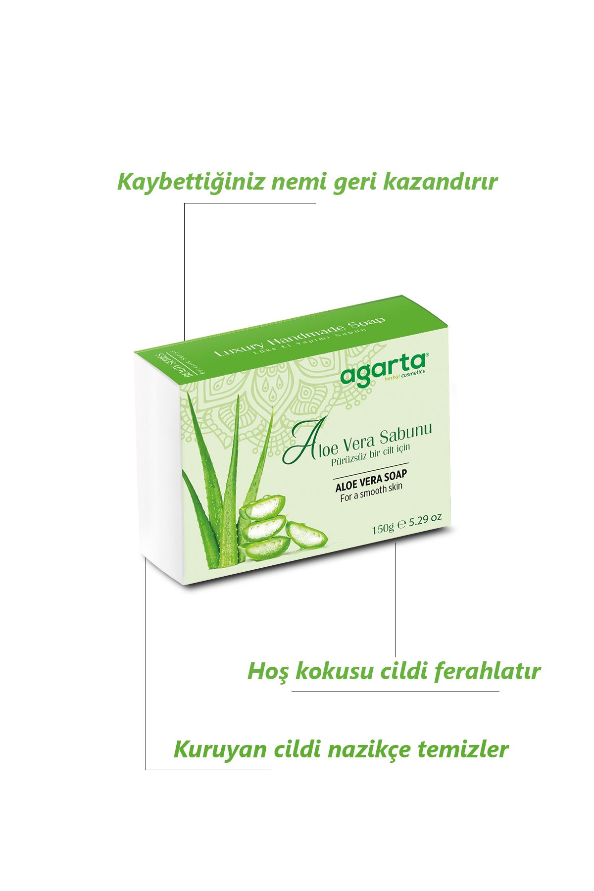 صابون جامد طبیعی با 50% عصاره آلوئه ورا 150 گرم Agarta