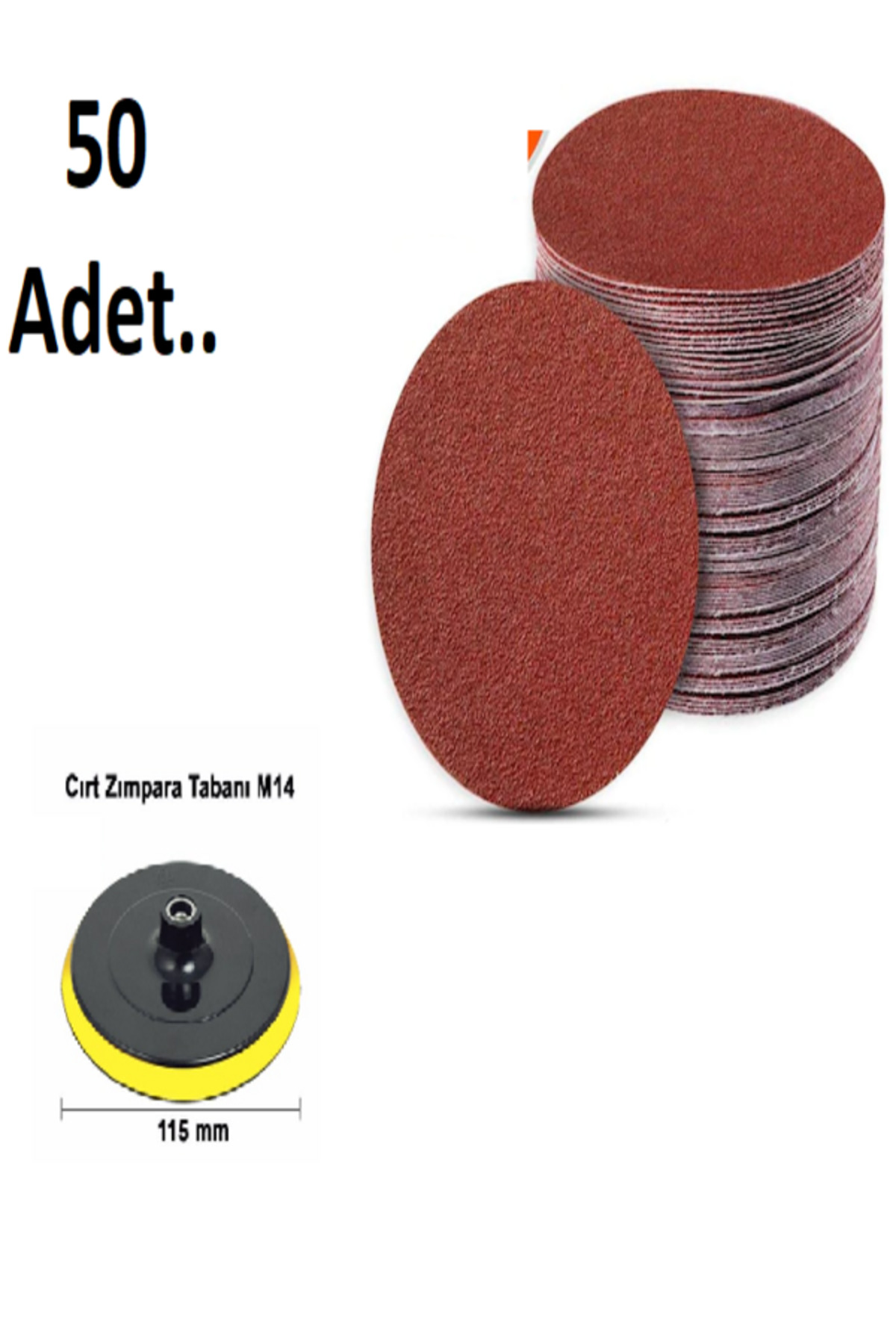 Kalite CIRT ZIMPARA 115 MM + ZIMPARA TABAĞI.. 50 Adet.. 40 KUM