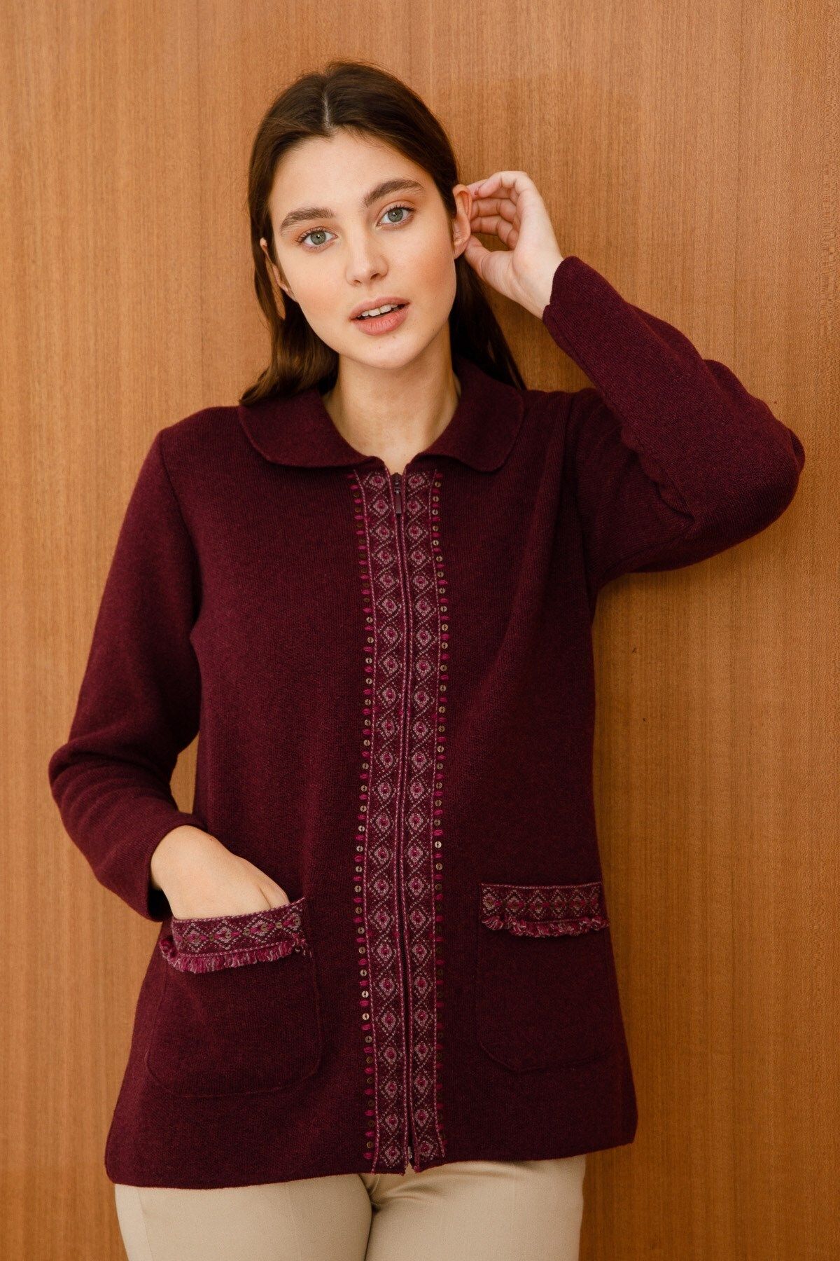 Dark burgundy cardigan online