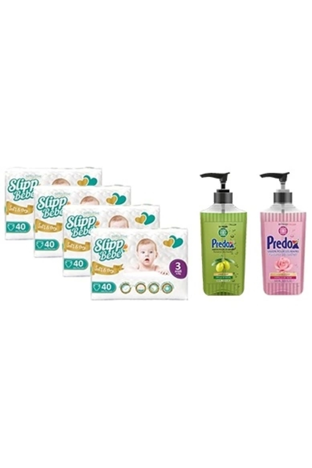Predox slipbebe SLİP BEBE İKİZ MİDİ 3 NUMARA 40 LI 4 PAKET + PREDOX SIVI SABUN ...