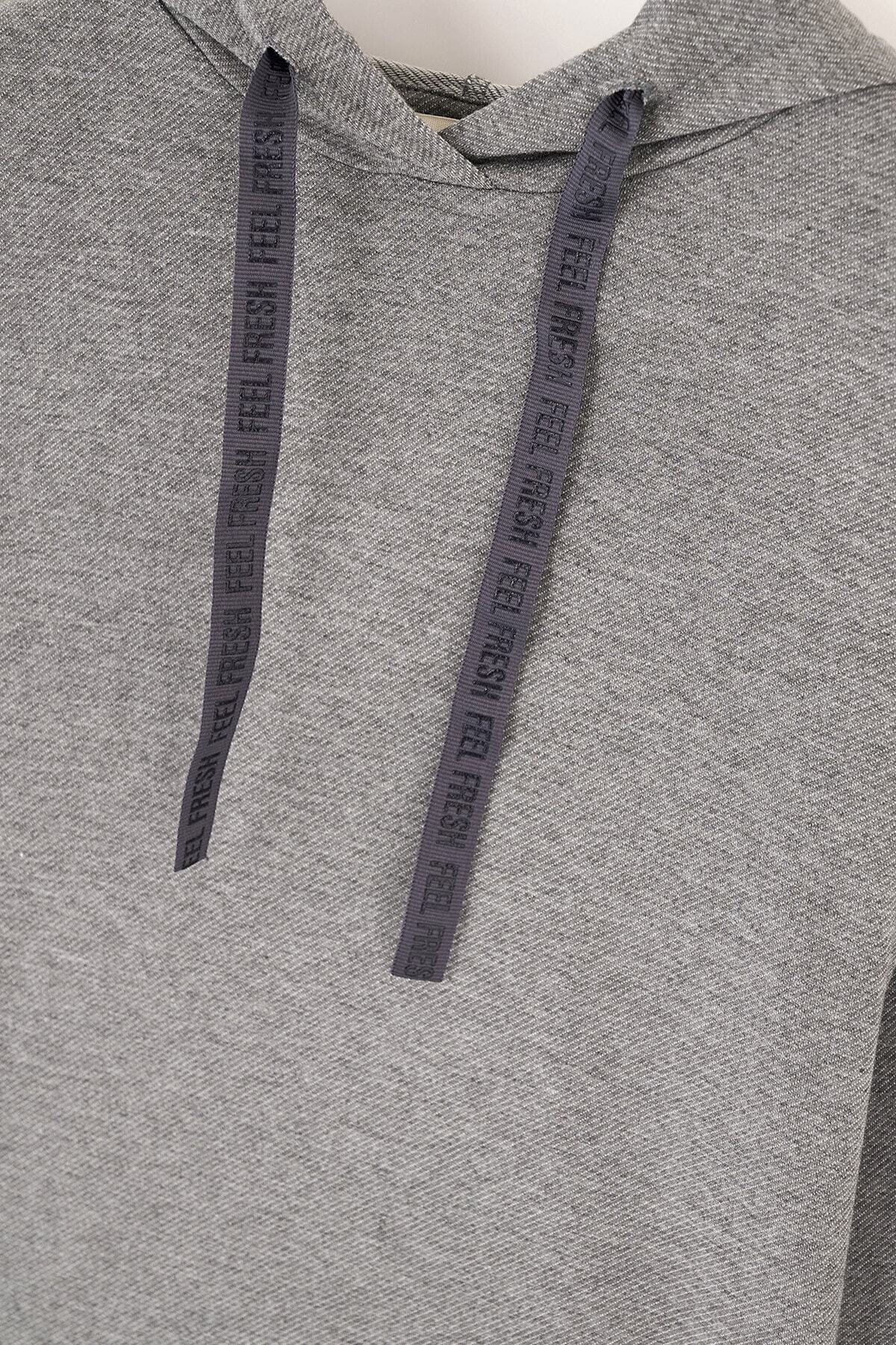 Örme Kombinli Kapitone Sweatshirt - Antrasit main image 1