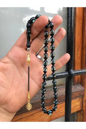 Sultan Telkari Sürmeli Model Su Yeşili Tonunda Toz Kehribar Tesbih