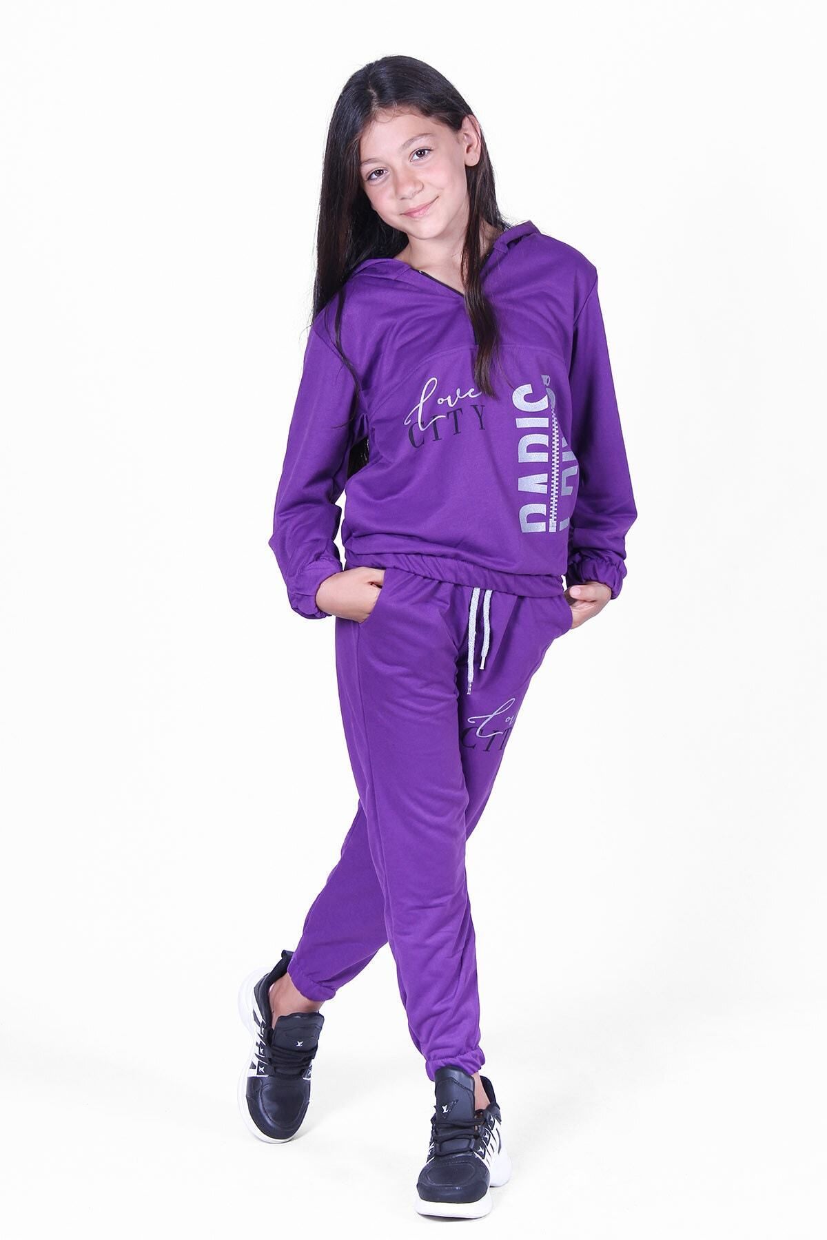 FYK K DS Love City Zippered Girls Tracksuit Set Trendyol