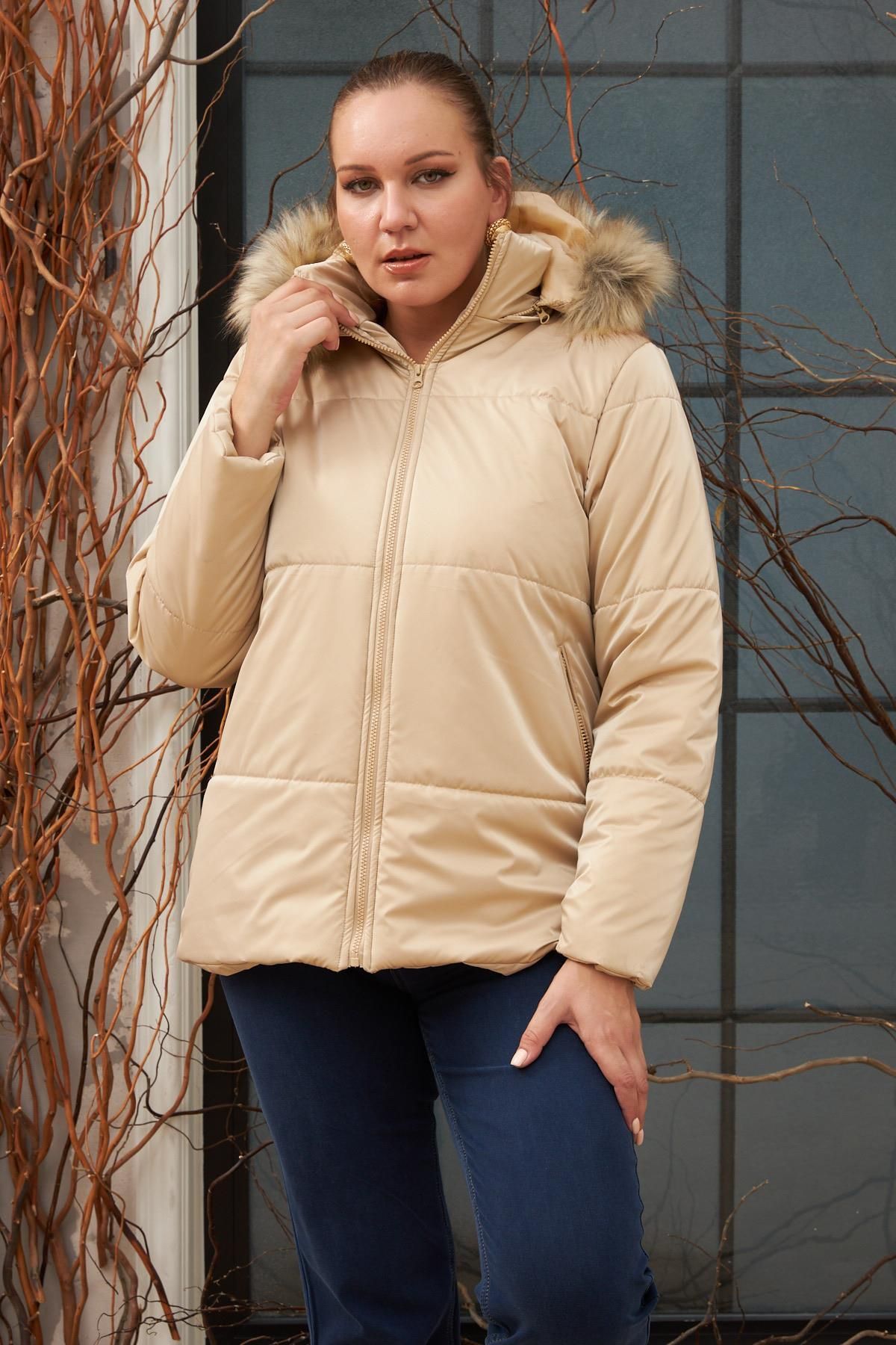 Rmg Hooded Shiny Fabric Plus Size Mink Puffer Coat Trendyol