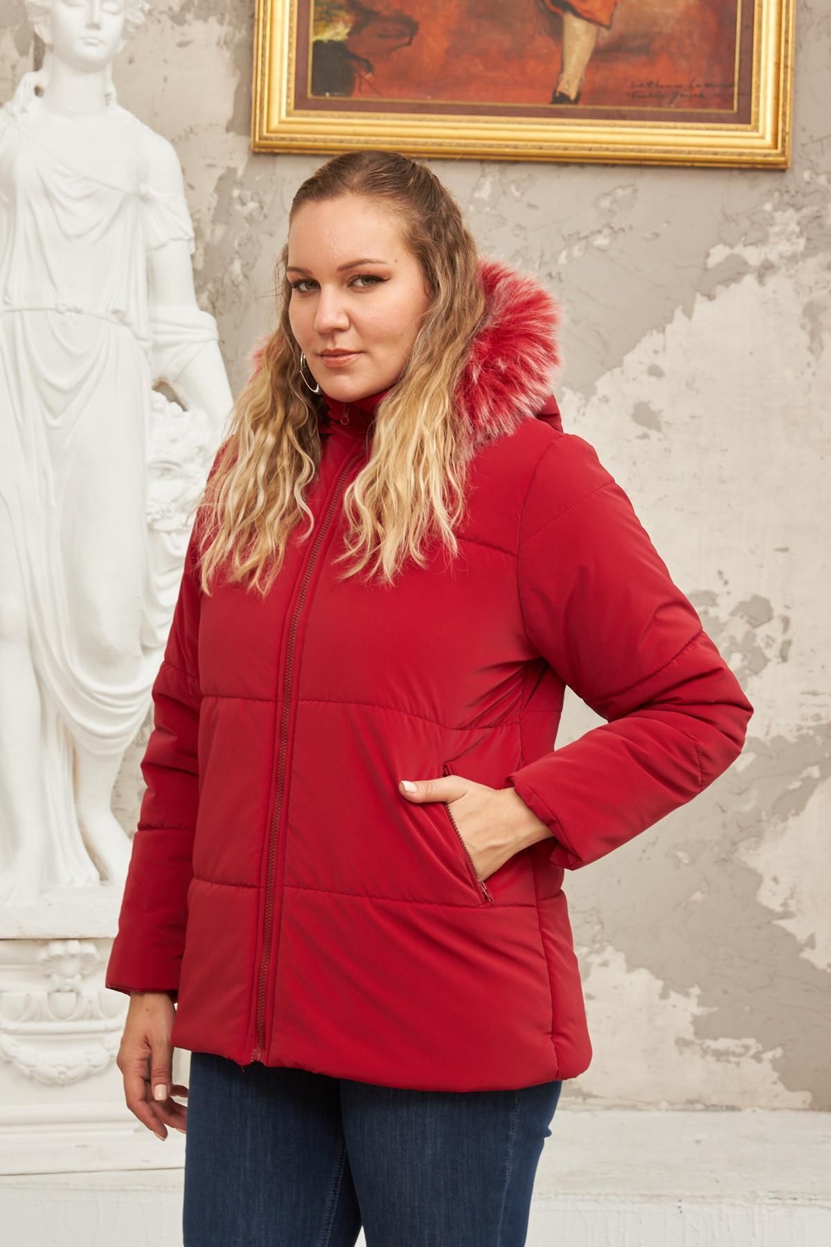 Plus size 2025 red puffer coat