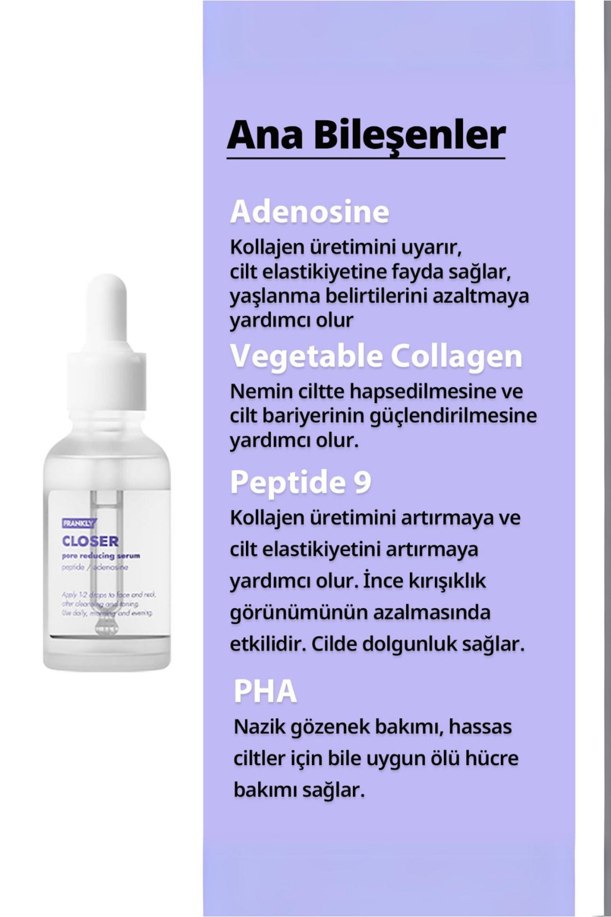 FRANKLY-Pore Firming and Anti-Aging Closer Serum Containing 9 Peptides 30ml 4