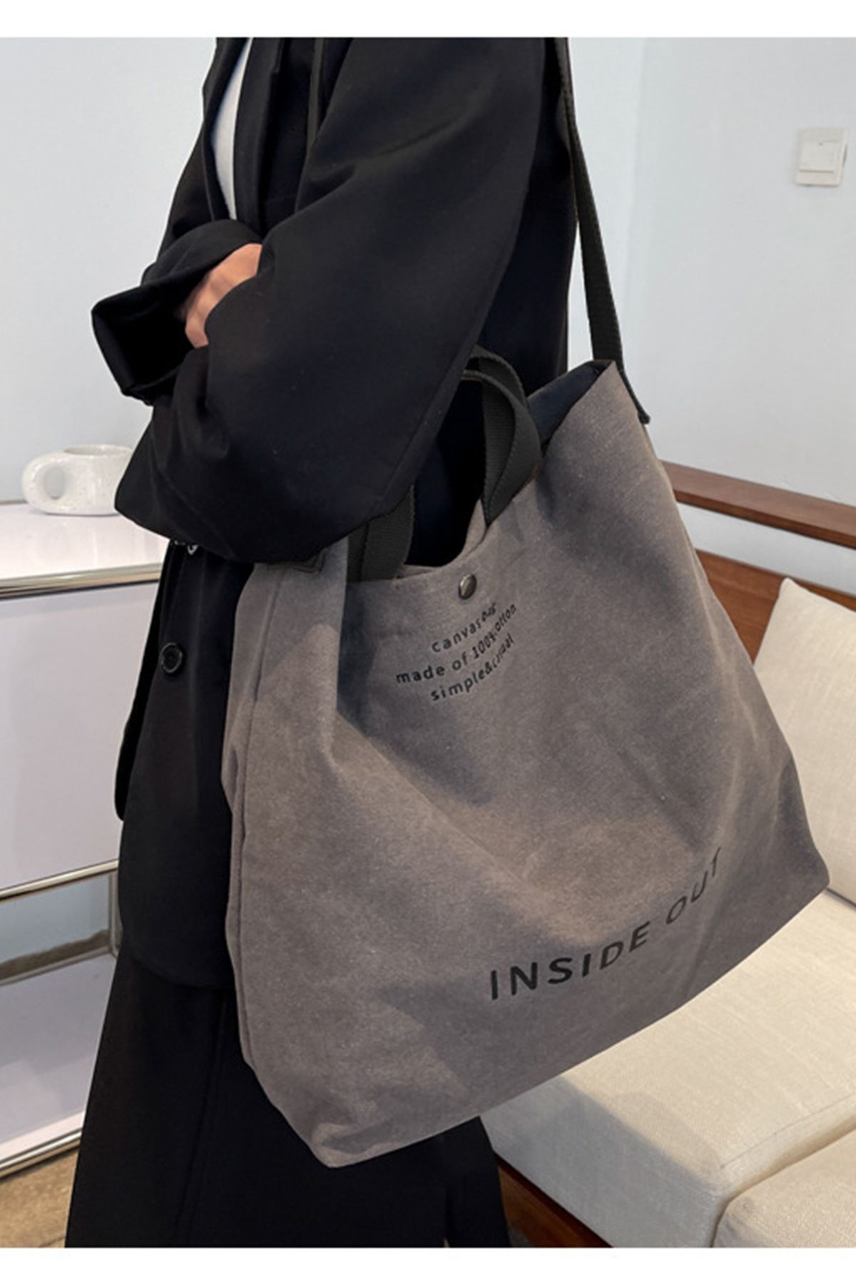 Gray leather bag store