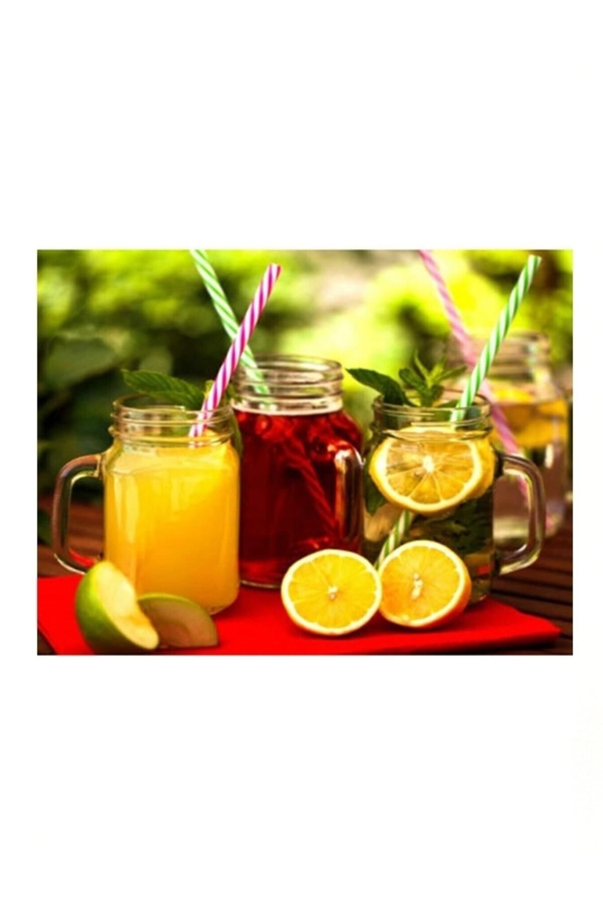 Otantik-Glass Jar with Straw Mug 400ml Soft Drink Lemonade Cup 4 Color Options 2