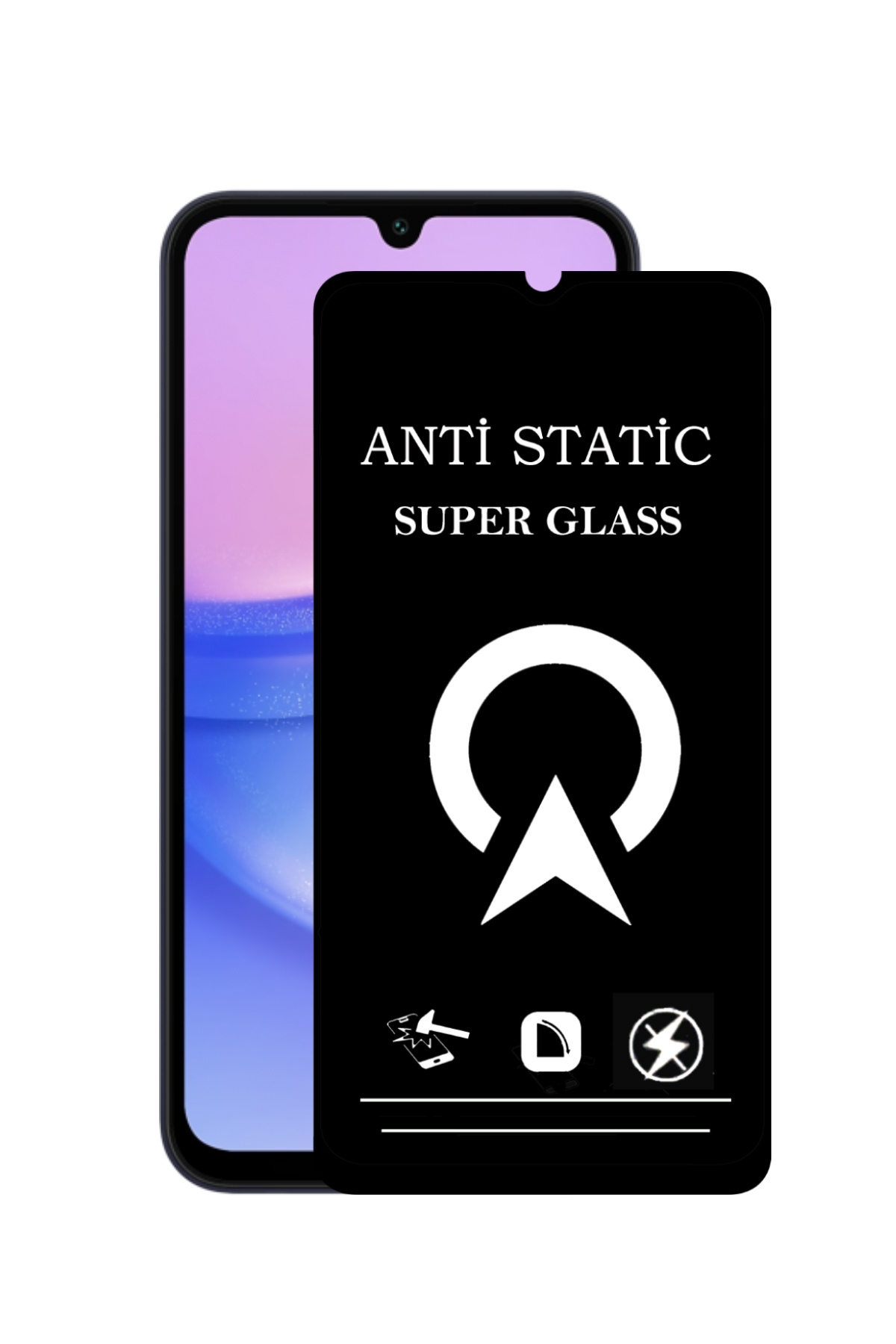 Samsung Galaxy A15 ile Uyumlu Tam Kaplayan Anti Statik Çizilmez Safir Ekran Koruyucu Cam
