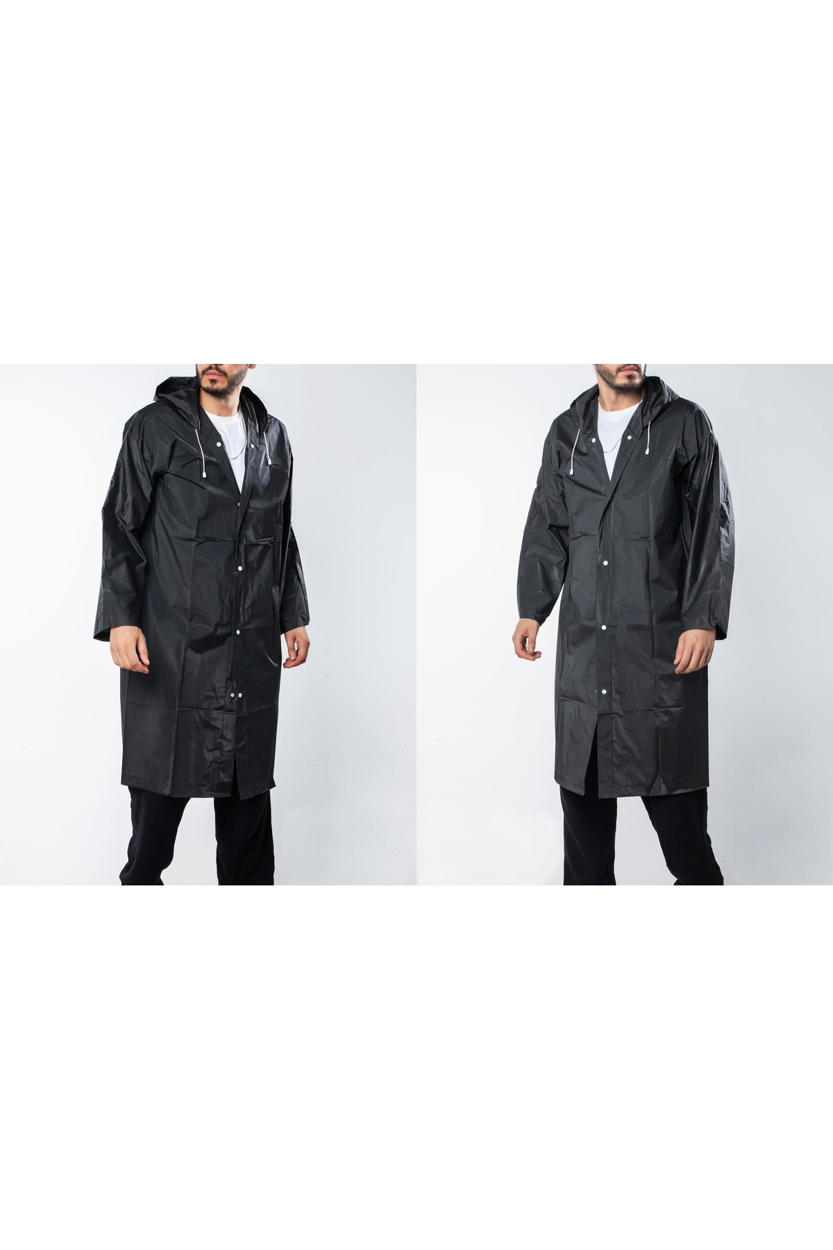 Oversize Yağmurluk Kapüşonlu Yağmurluk Çıtçıtlı Yağmurluk Unisex Yağmurluk Kadın Erkek Yağmurluk — مشکی M444 — تصویر 4 از 9