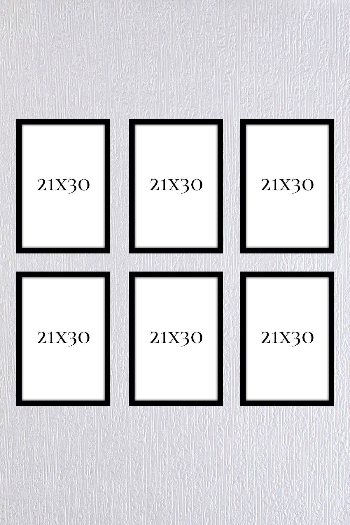 AS TİCARET-6 Pieces 21x30 Black Frame Set 6 Pieces (a4) 21x30 Horizontal Vertical Use 1