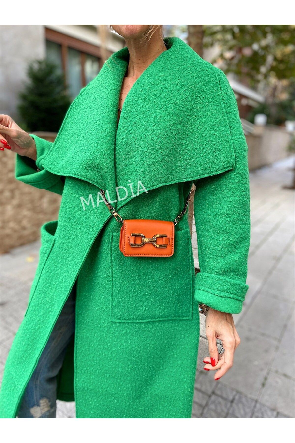 Green felt new arrivals coat