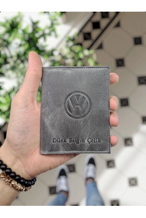 VİSSO Volkswagen Araç Uyumlu VİSSO 1904 Hakiki Deri Araç Ruhsat Kılıfı İsme Ö...