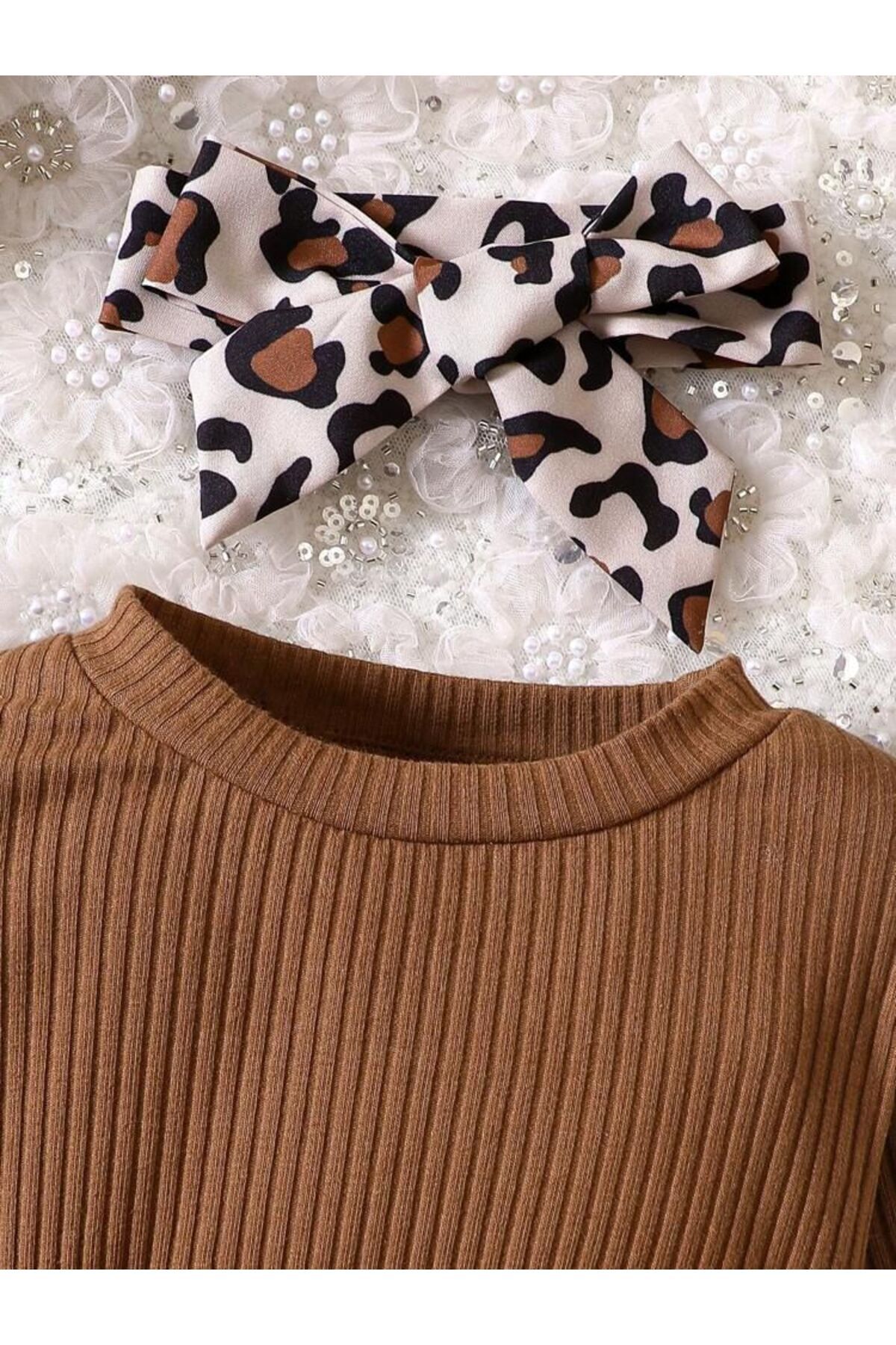 tunay moda Leopar Tül Detay Kaşkorse Elbise Yılbaşı Çocuk fotoğrafı 2 (önizleme)
