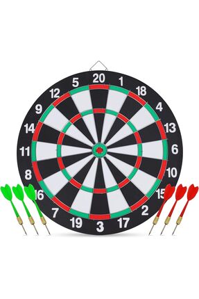 Janissary 15 Inç Dart Tahtası Seti, 4 Çelik-plastik Dart Ile Çift Taraflı Dar...