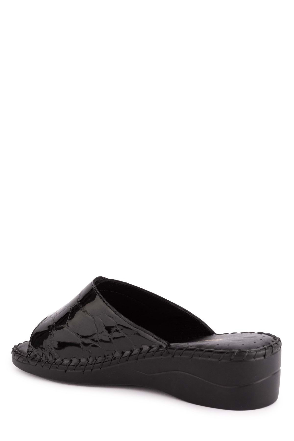 دمپایی سیاه زنانه ارتوپدی چرمی واقعی yprk.825 مشکی Croco 36 Gondol