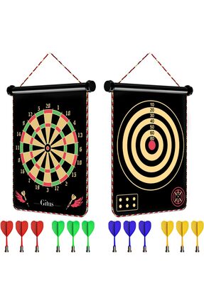 Janissary 17 Inç Mıknatıslı Dart Seti, 4 Çelik-dart Ile Çift Taraflı Dart Tah...
