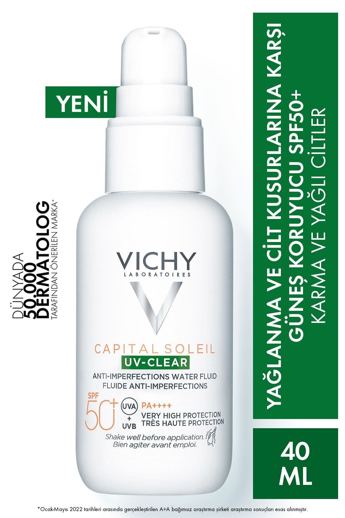 Vichy ضدآفتاب چهل میلی لیتری با SPF50 برای کاهش عیوب پوستی و چربی