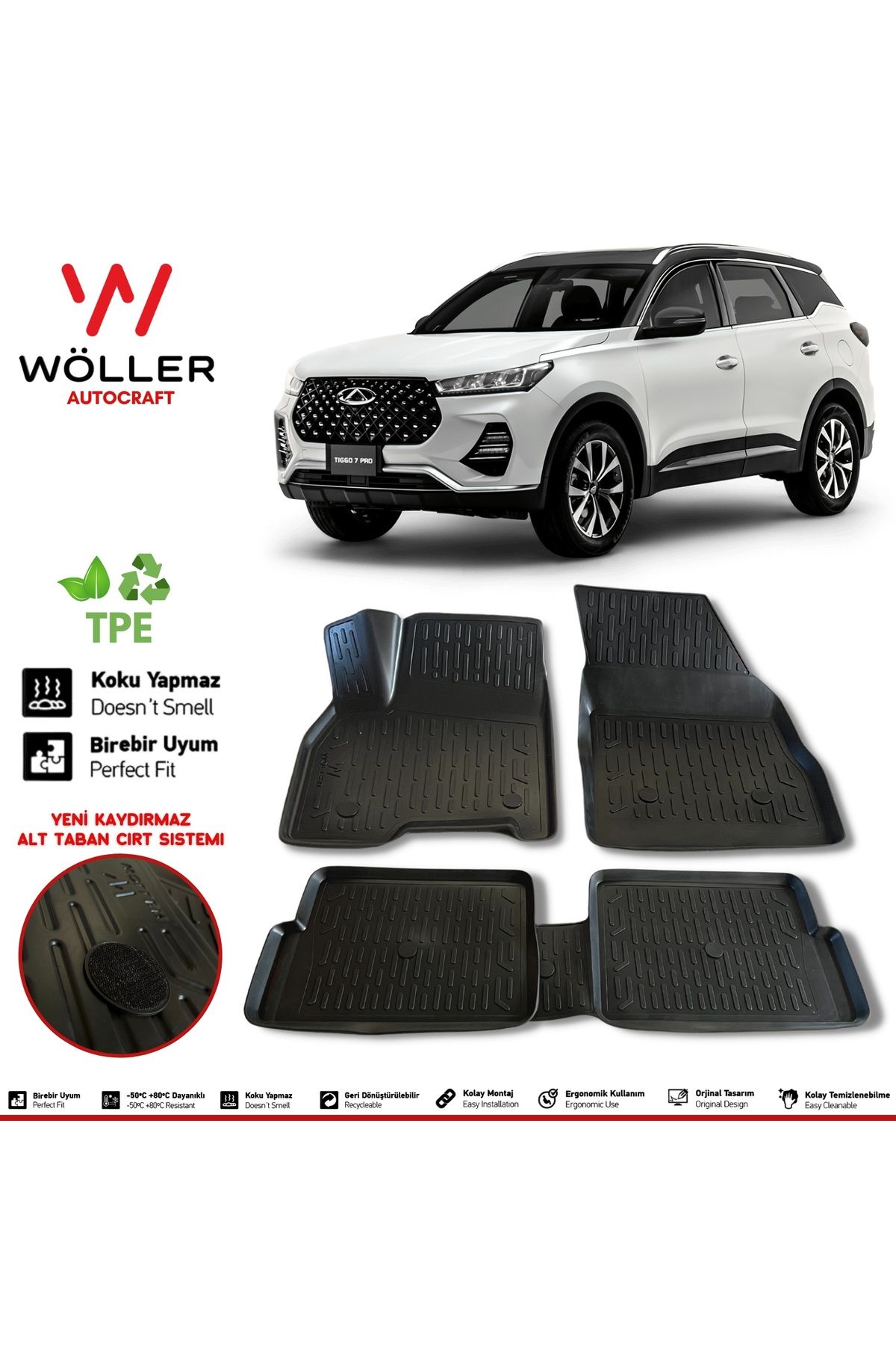 Wöller Chery Tiggo 7 Pro Коврик после 2022 года 3D Коврик для бассейна wöller3dpaspas218