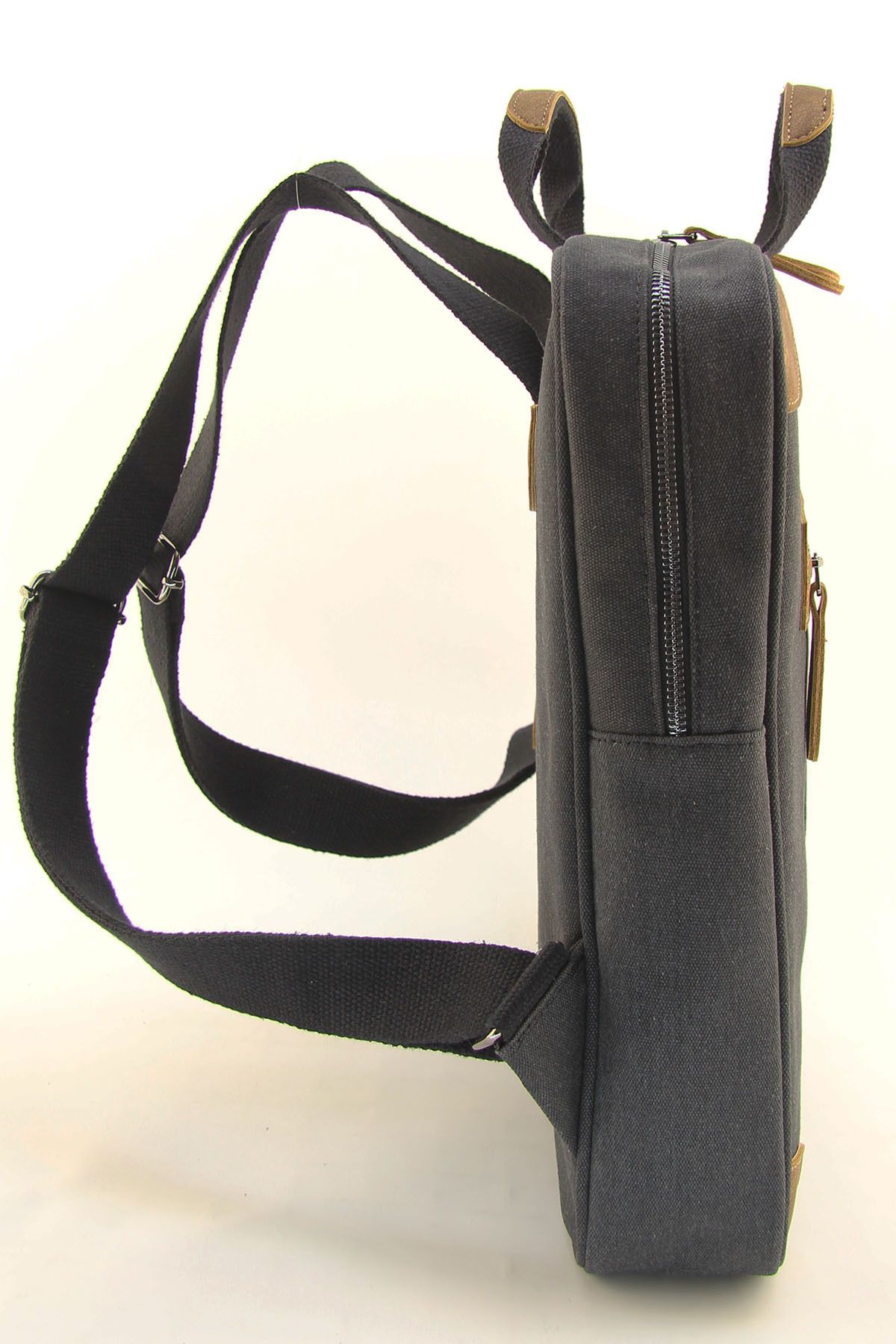 HNB-Unisex Μαύρος καμβάς αδιάβροχος ανθεκτικός χαρτοφύλακας φορητού υπολογιστή 16 ιντσών (ΔΩΡΟ ΧΕΙΡΟΤΣΑΝΤΑ) 3