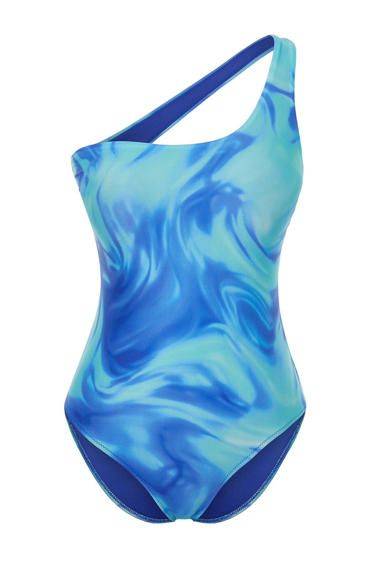 Trendyol Collection-Abstract Patterned Single Shoulder Regular Swimsuit TBESS24MA00110 8