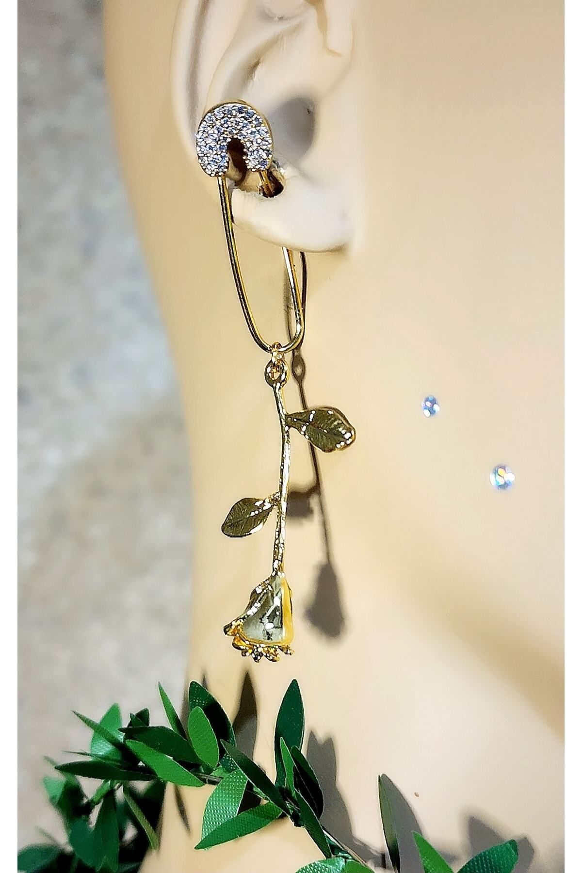 Dangle rose earrings sale