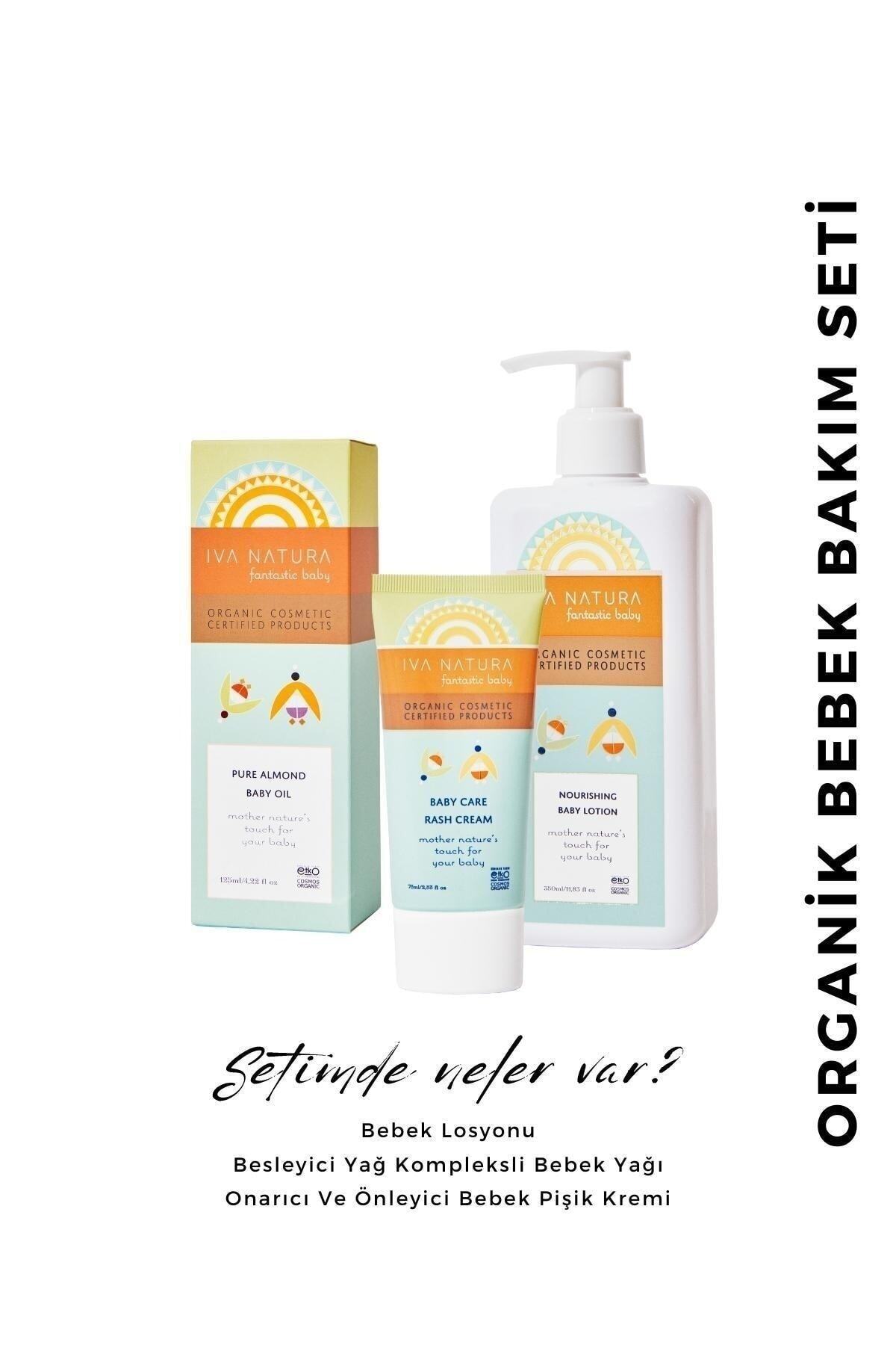 Iva Natura Organik 3'lü Bebek Bakım Seti - Bebek Losyonu, Pişik Kremi, Bebek Yağı