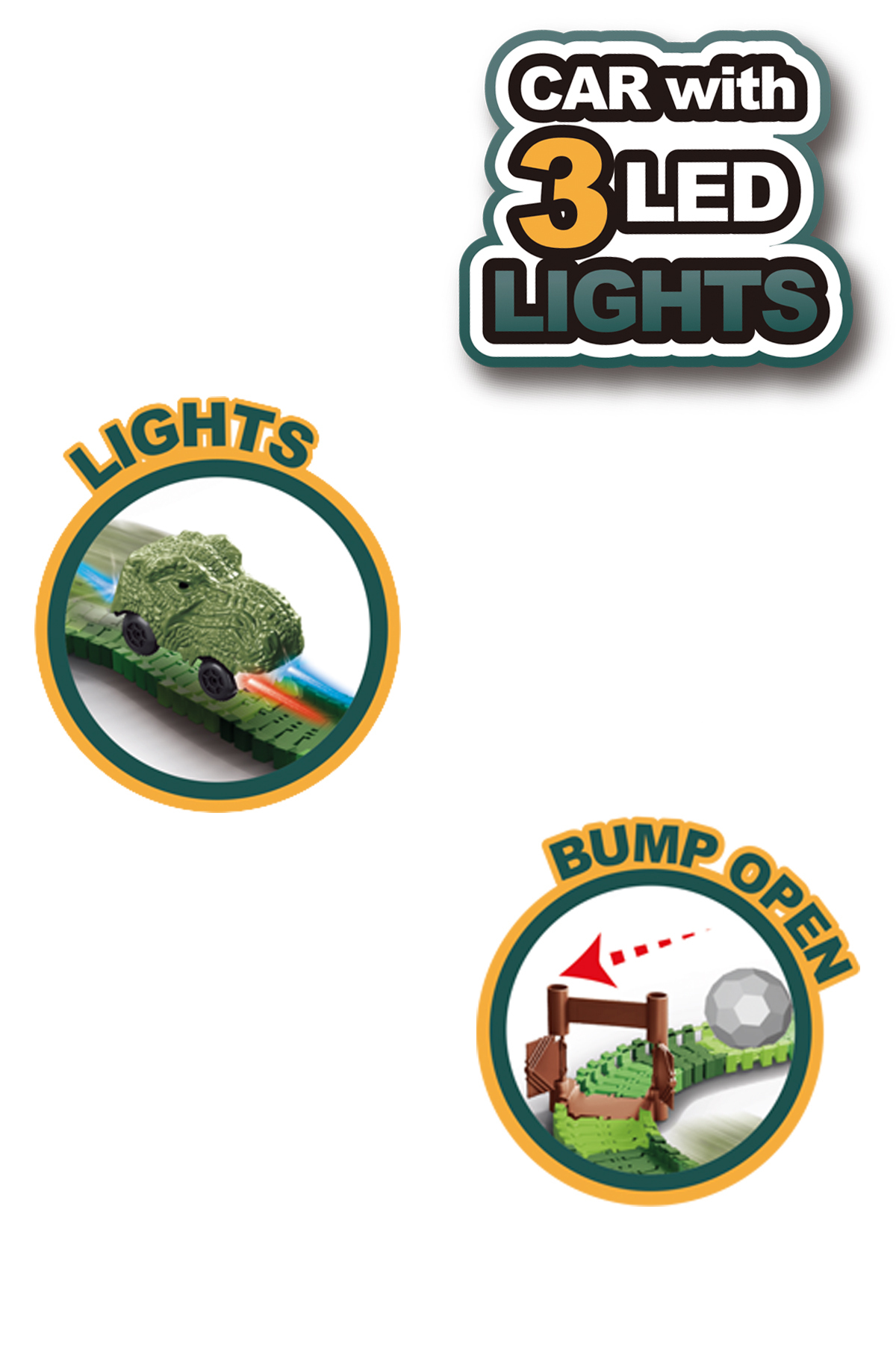 ۲۸۸ قطعه ریل متحرک با تم دایناسور، مجموعه کامل به همراه خودروهای دایناسور