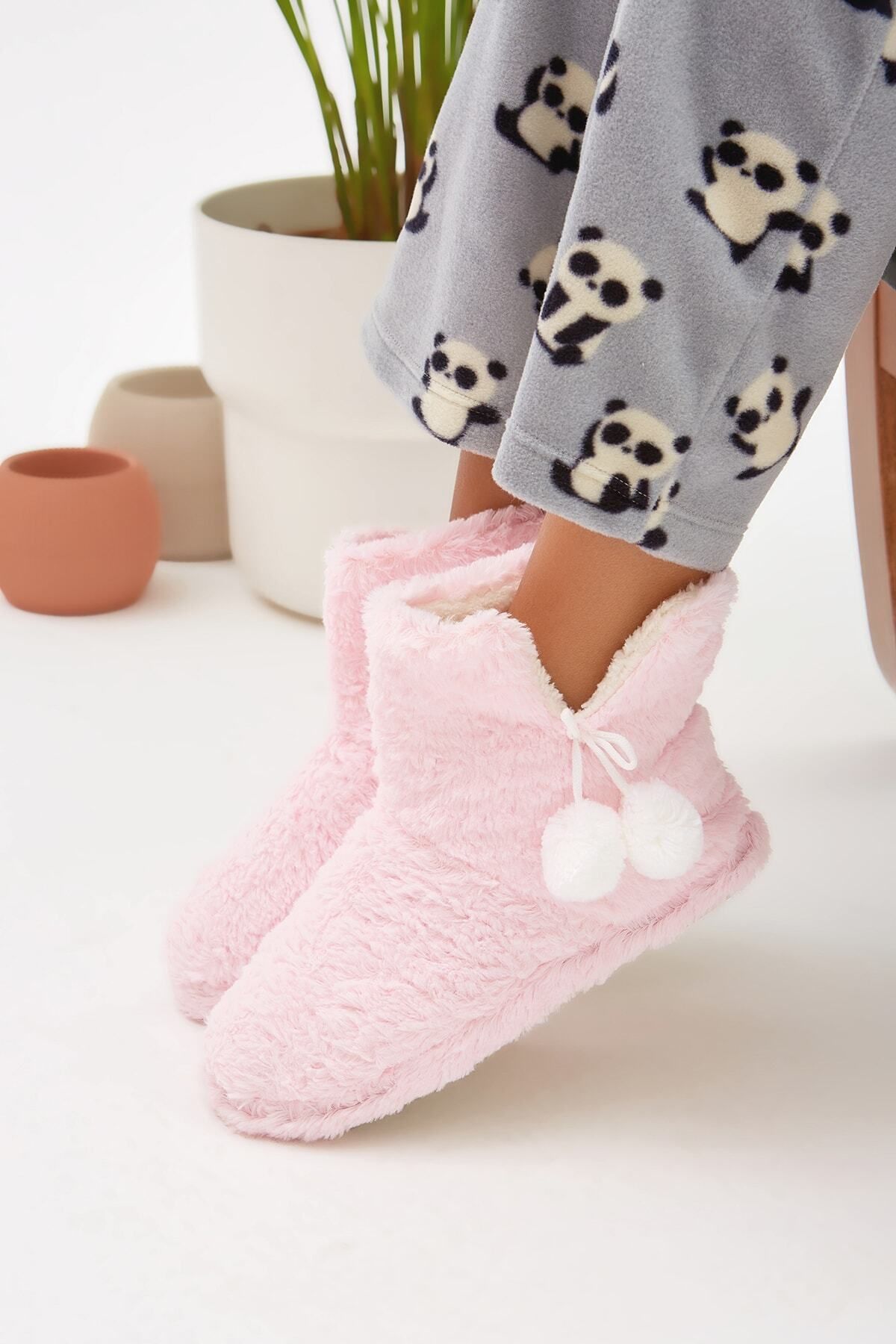 Moda Devrin Women s Pink Fur Inside Chinchilla Slippers Home Shoes