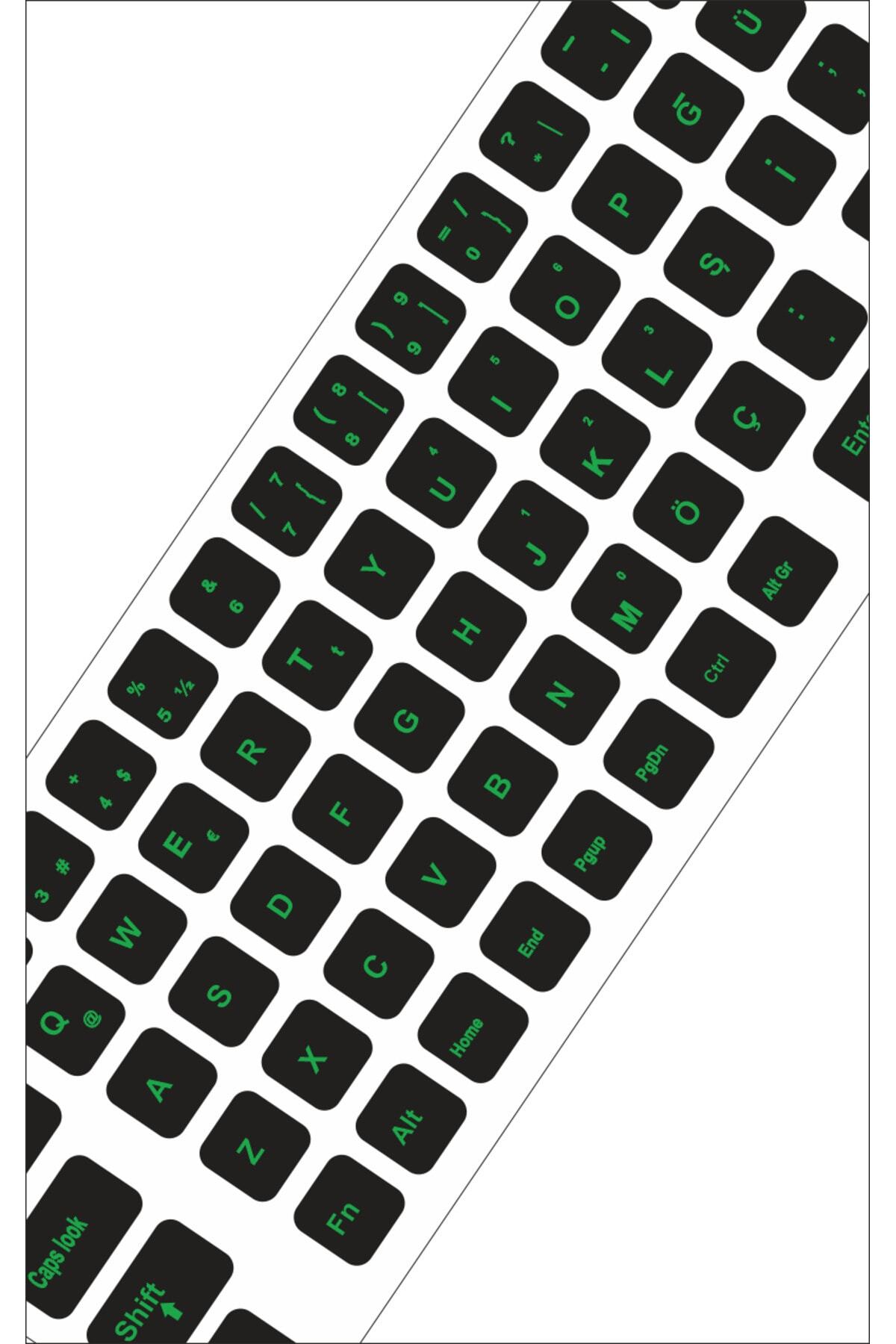 Klavye Sticker, Türkçe Q Klavye Etiketi Laptop Pc Sticker Yeşil 3